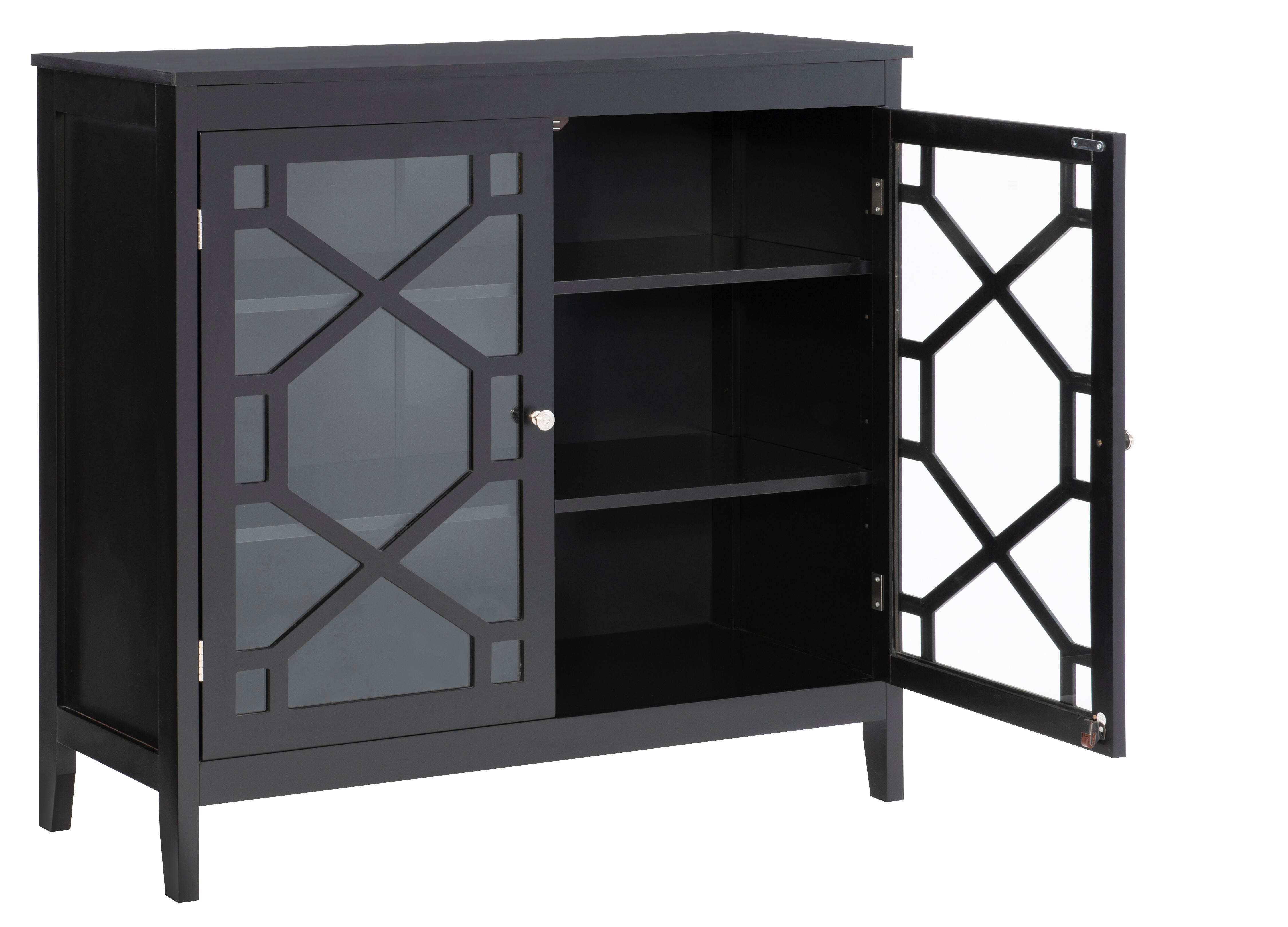 Linon Kedrick Large Cabinet, Black, large