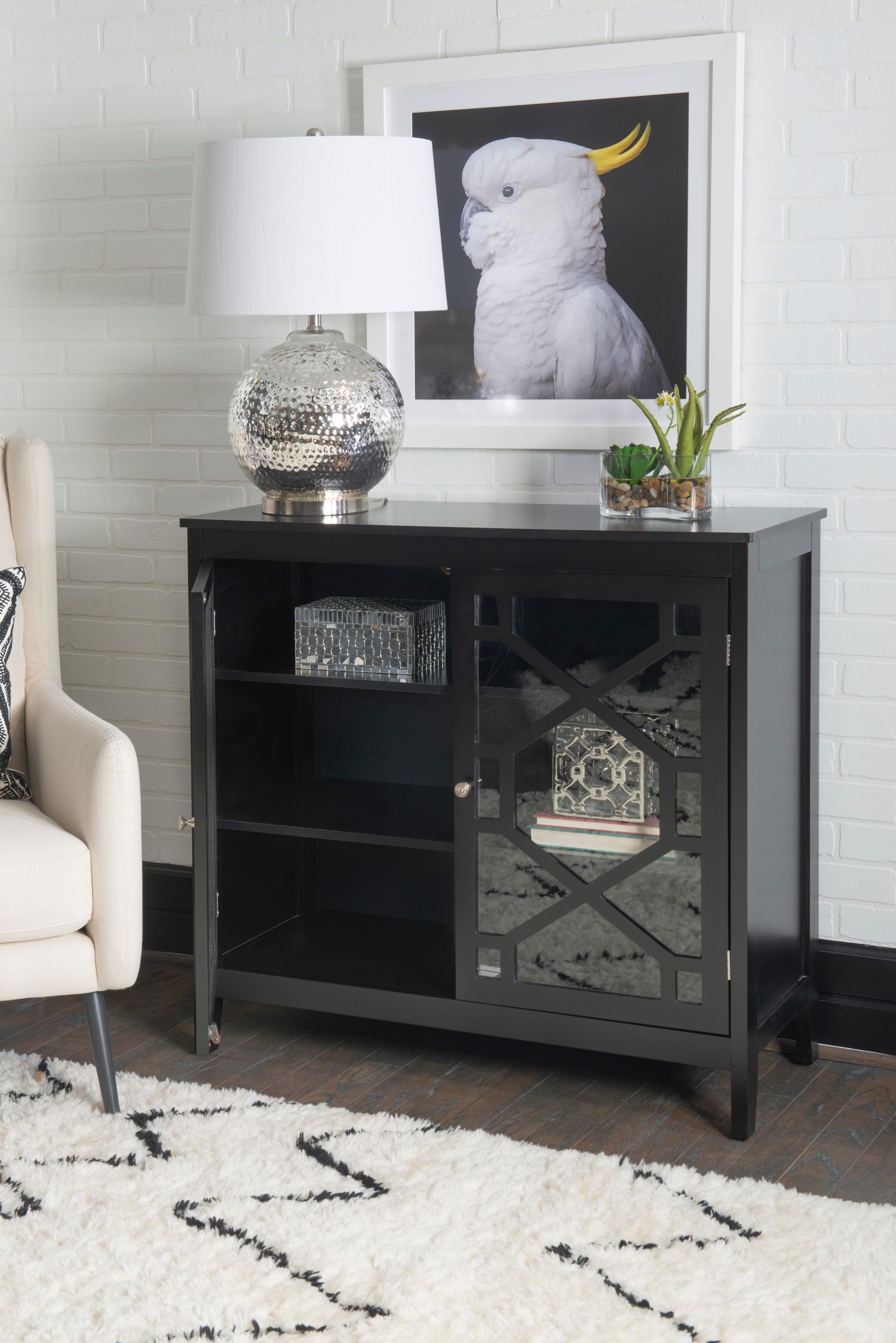 Linon Kedrick Large Cabinet, Black, large