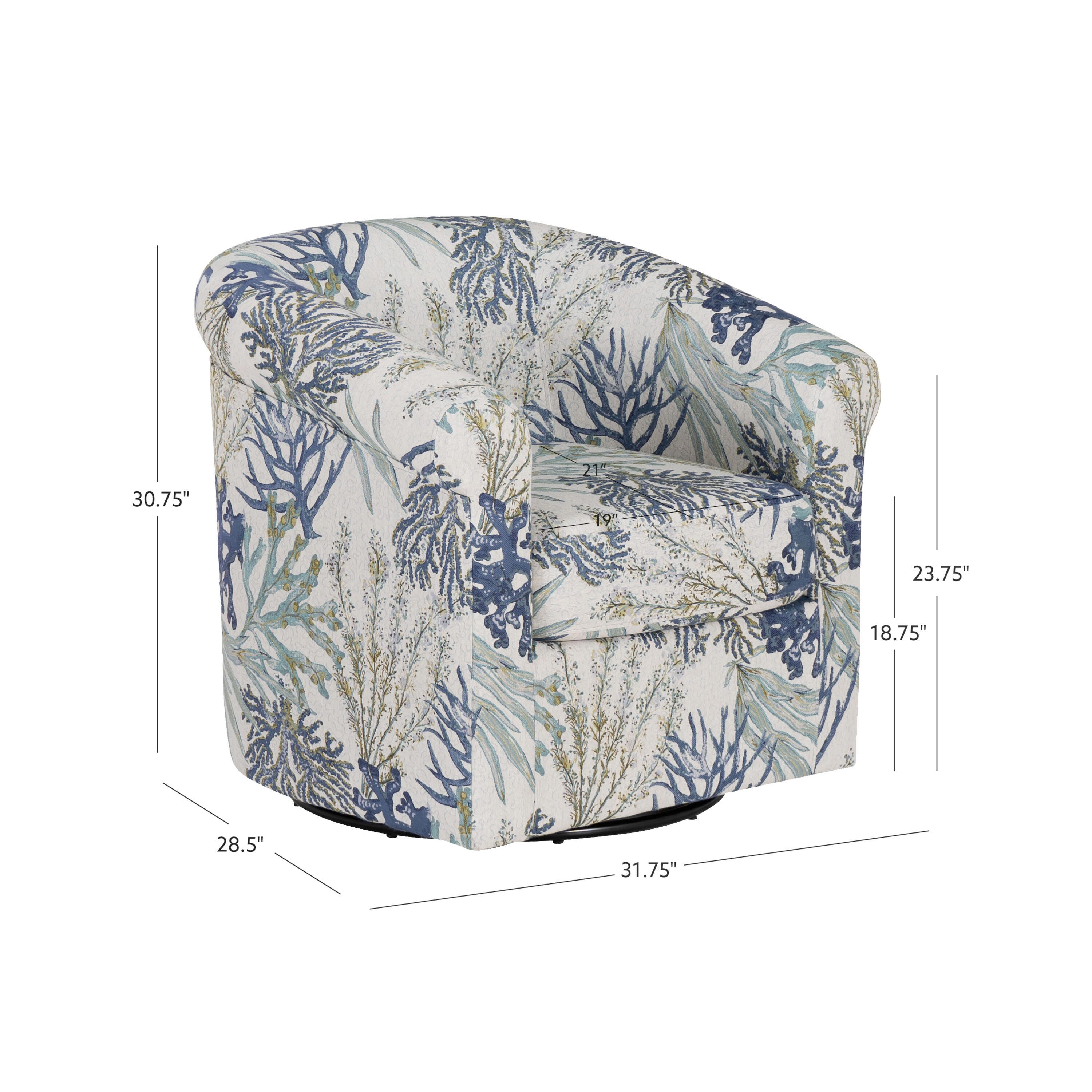 Linon Kaye Chair, Blue Ocean, large