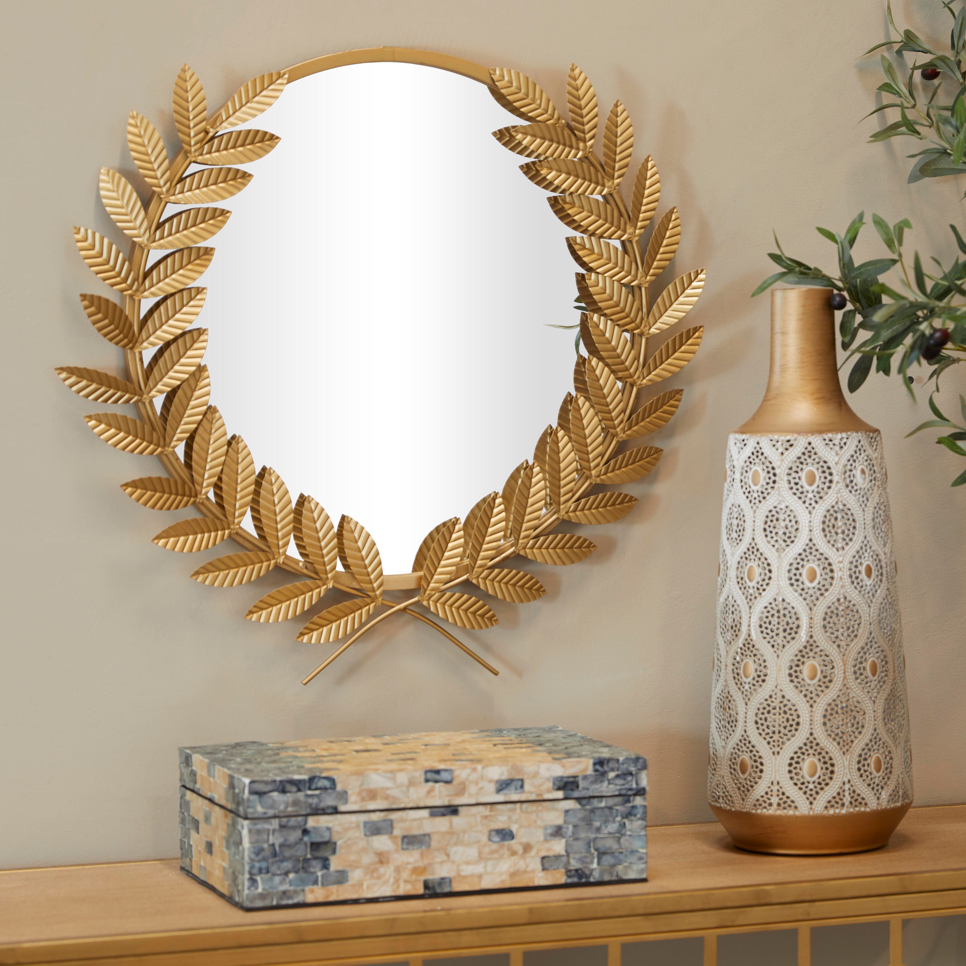 CosmoLiving by Cosmopolitan Leaf Wall Mirror, , rollover