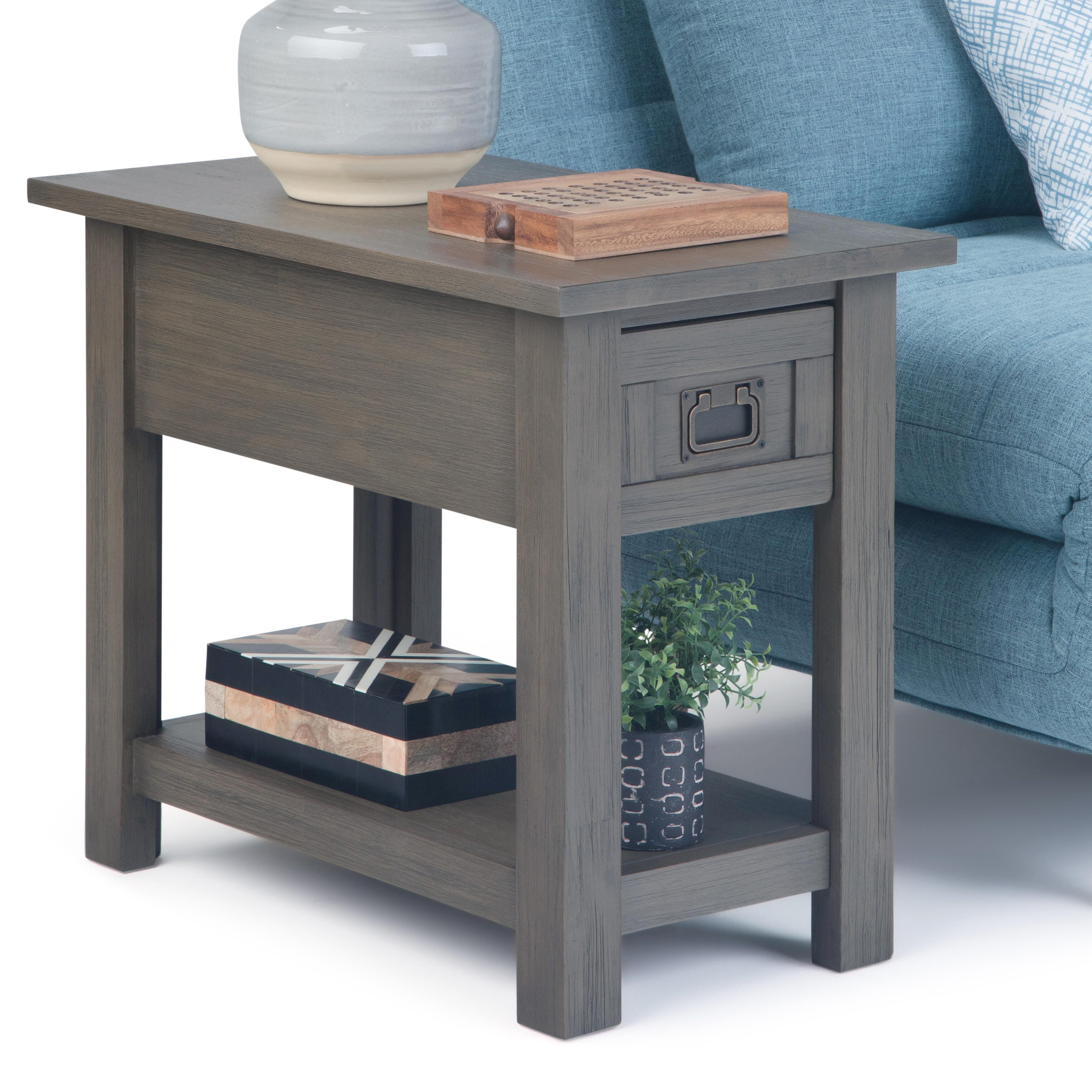 Simpli Home Monroe Narrow Accent Side Table, Farmhouse Gray, rollover