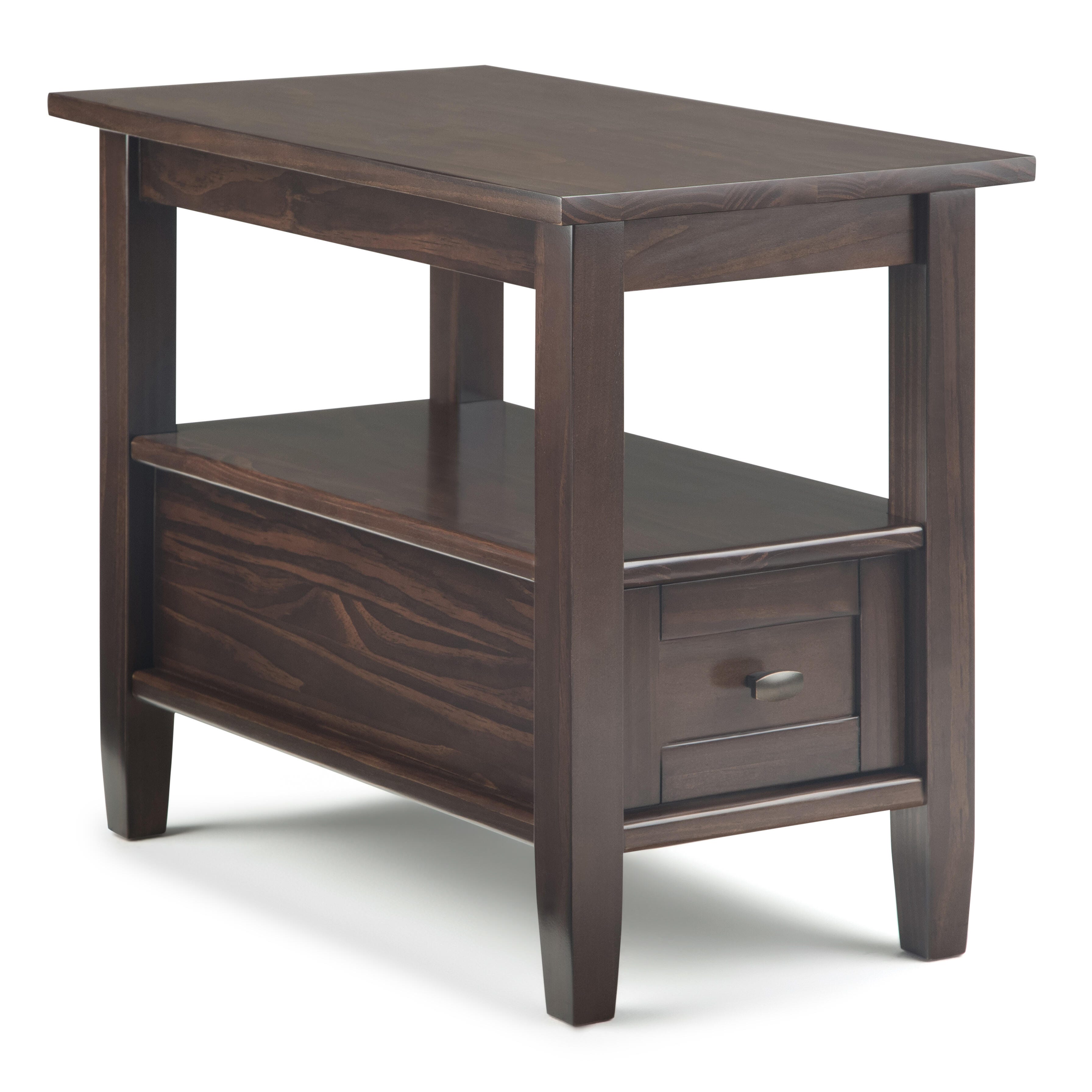 Simpli Home Warm Shaker Narrow Accent Side Table, Tobacco Brown, large
