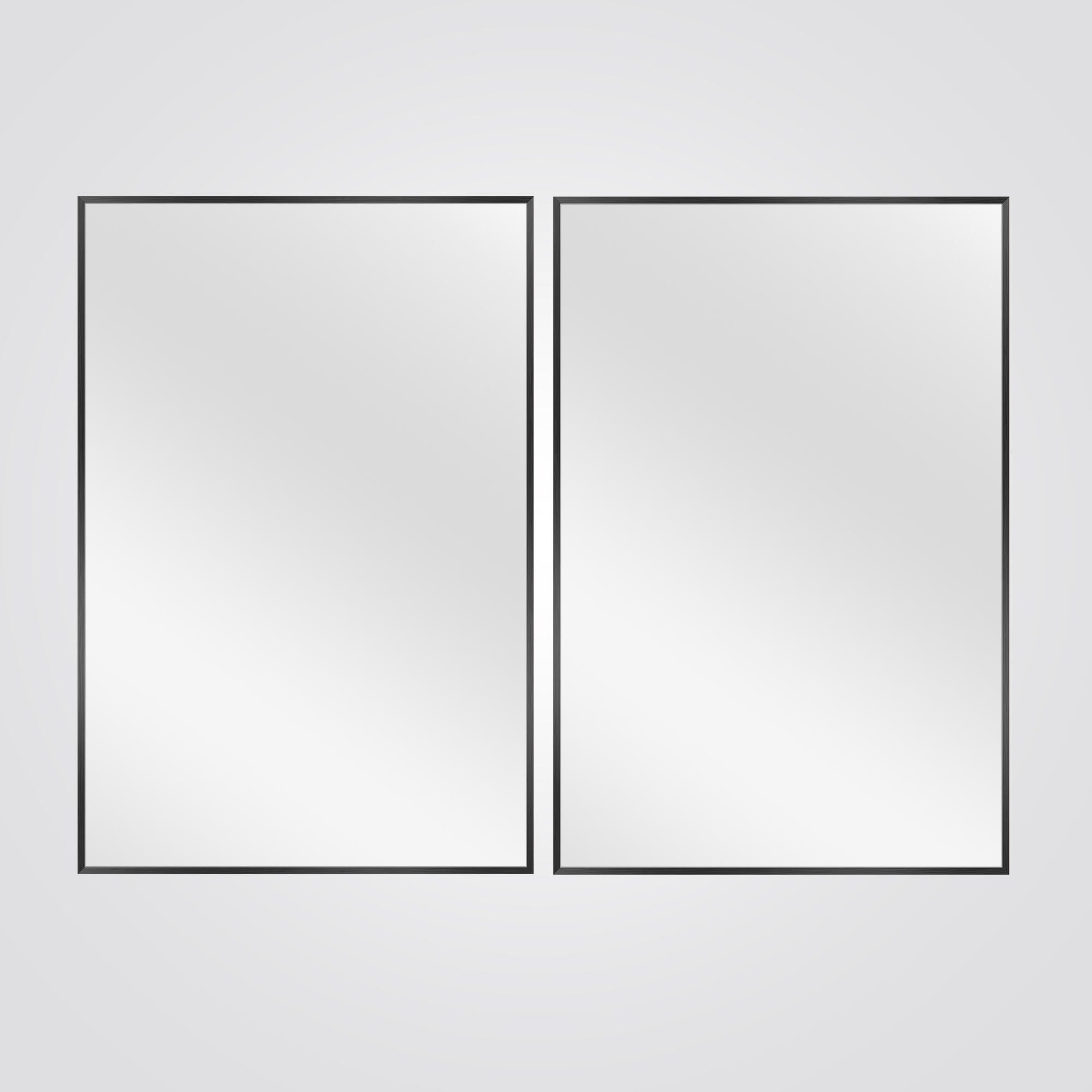 Feronia Rectangular Bathroom Wall Mirrors Set of 2, Black, large