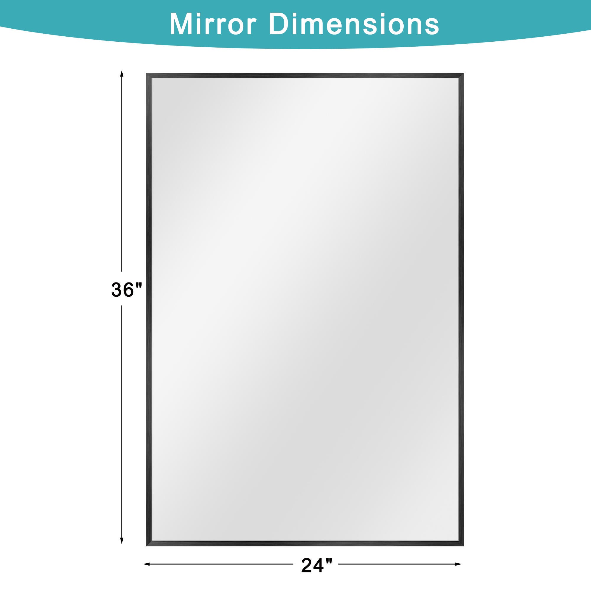 Feronia Rectangular Bathroom Wall Mirrors Set of 2, Black, large