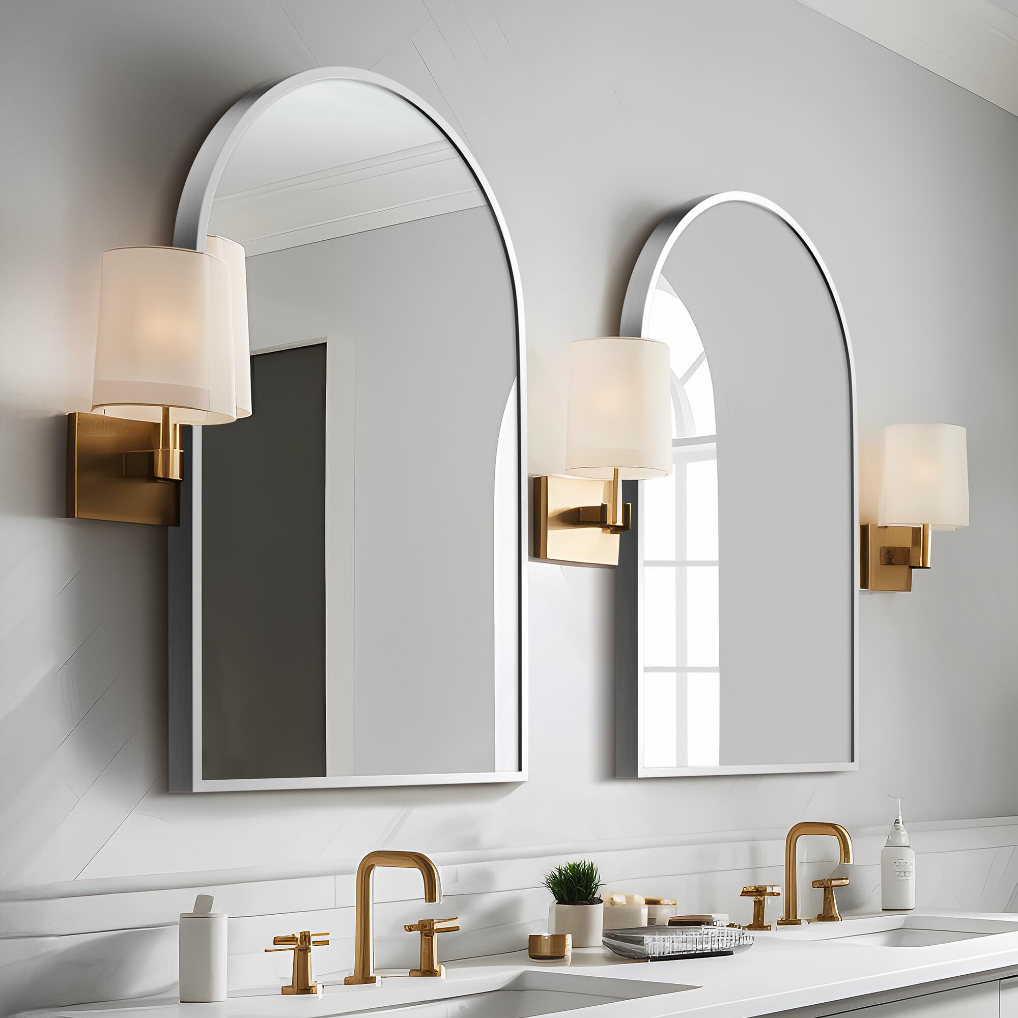 Feronia Classic Arched Bathroom Vanity Mirrors Set of 2, Silver, large