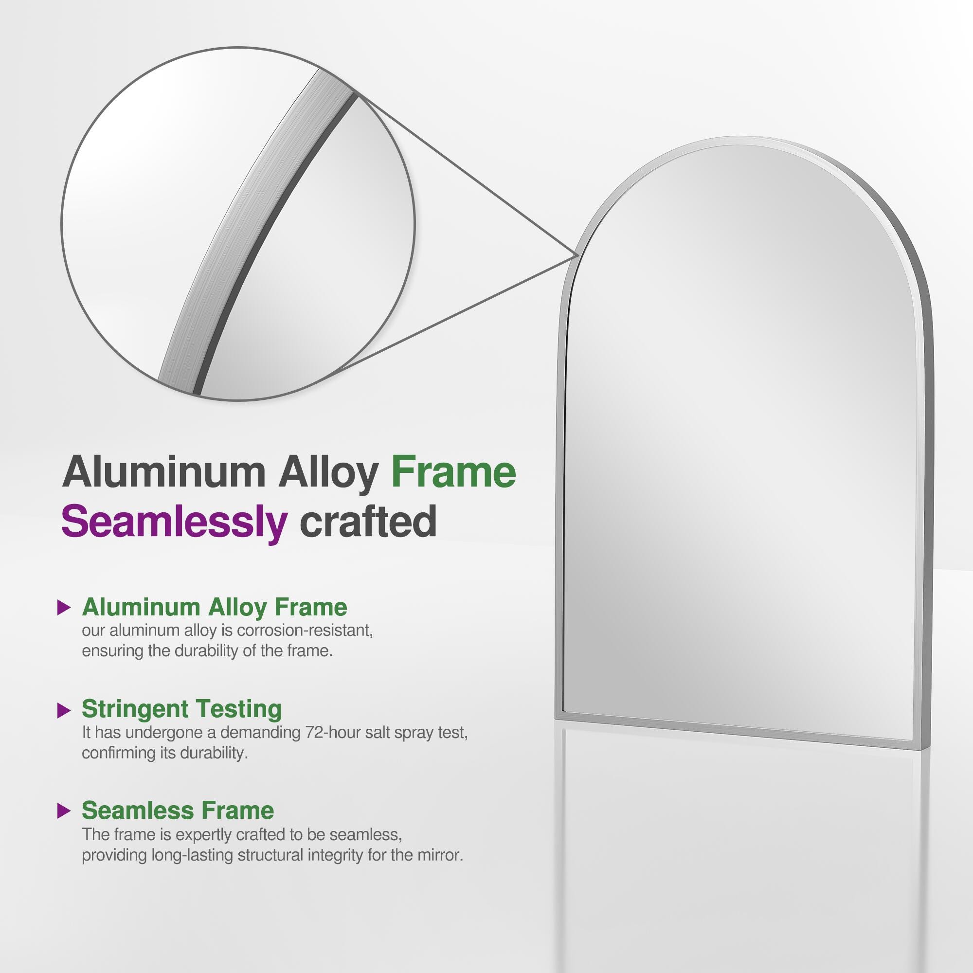 Feronia Classic Arched Bathroom Vanity Mirrors Set of 2, Silver, large