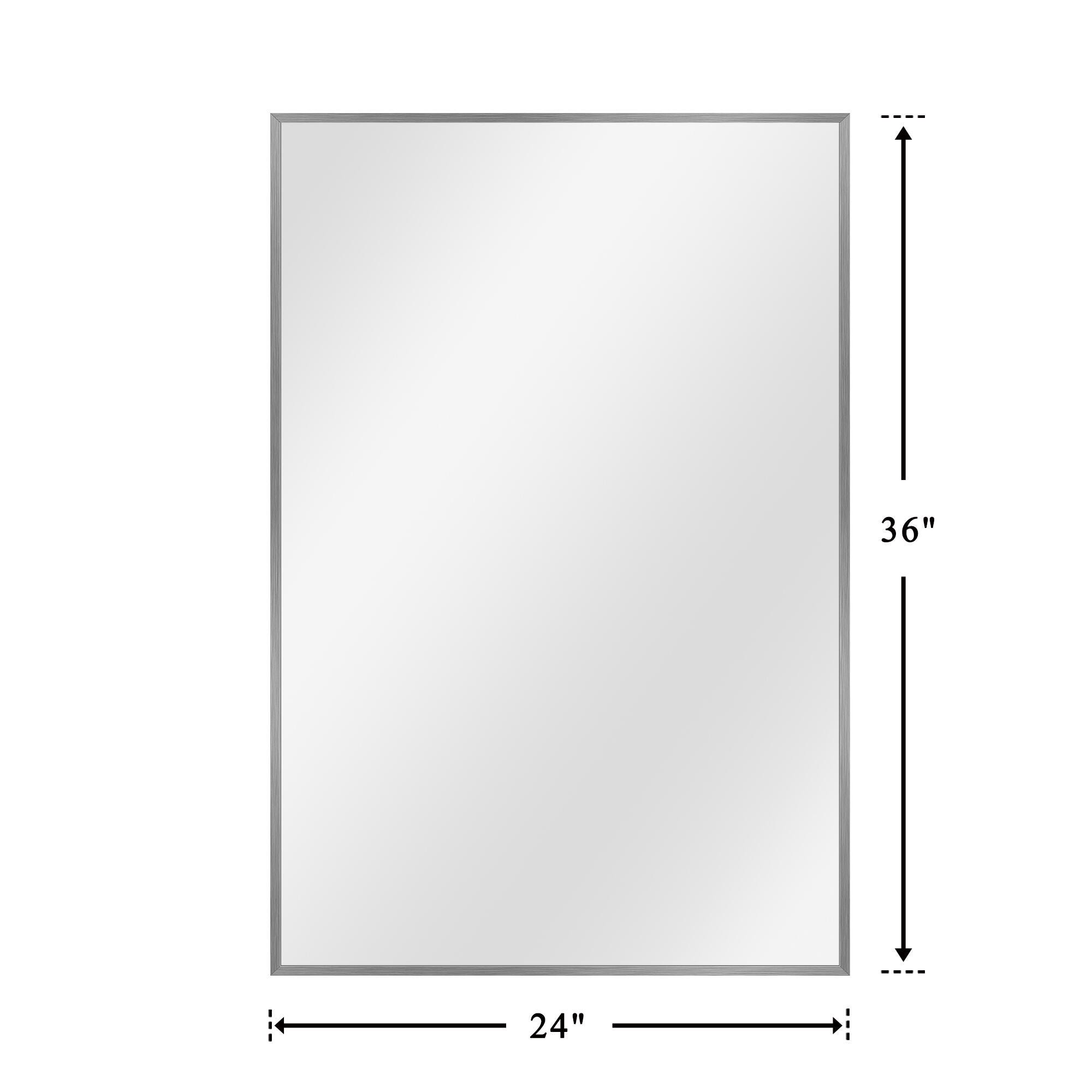 Feronia Rectangular Bathroom Wall Mirrors Set of 2, Silver, large