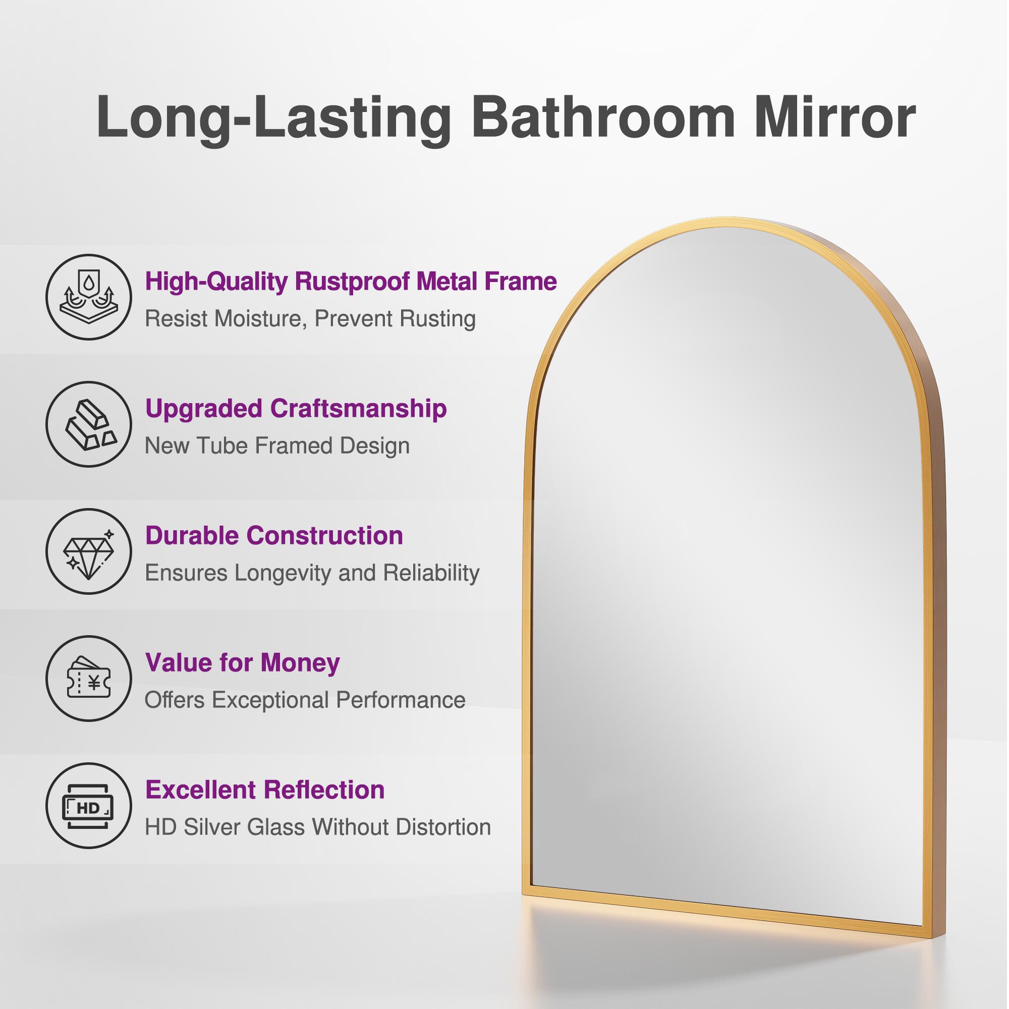Feronia Classic Arched Bathroom Vanity Mirrors Set of 2, Gold, large