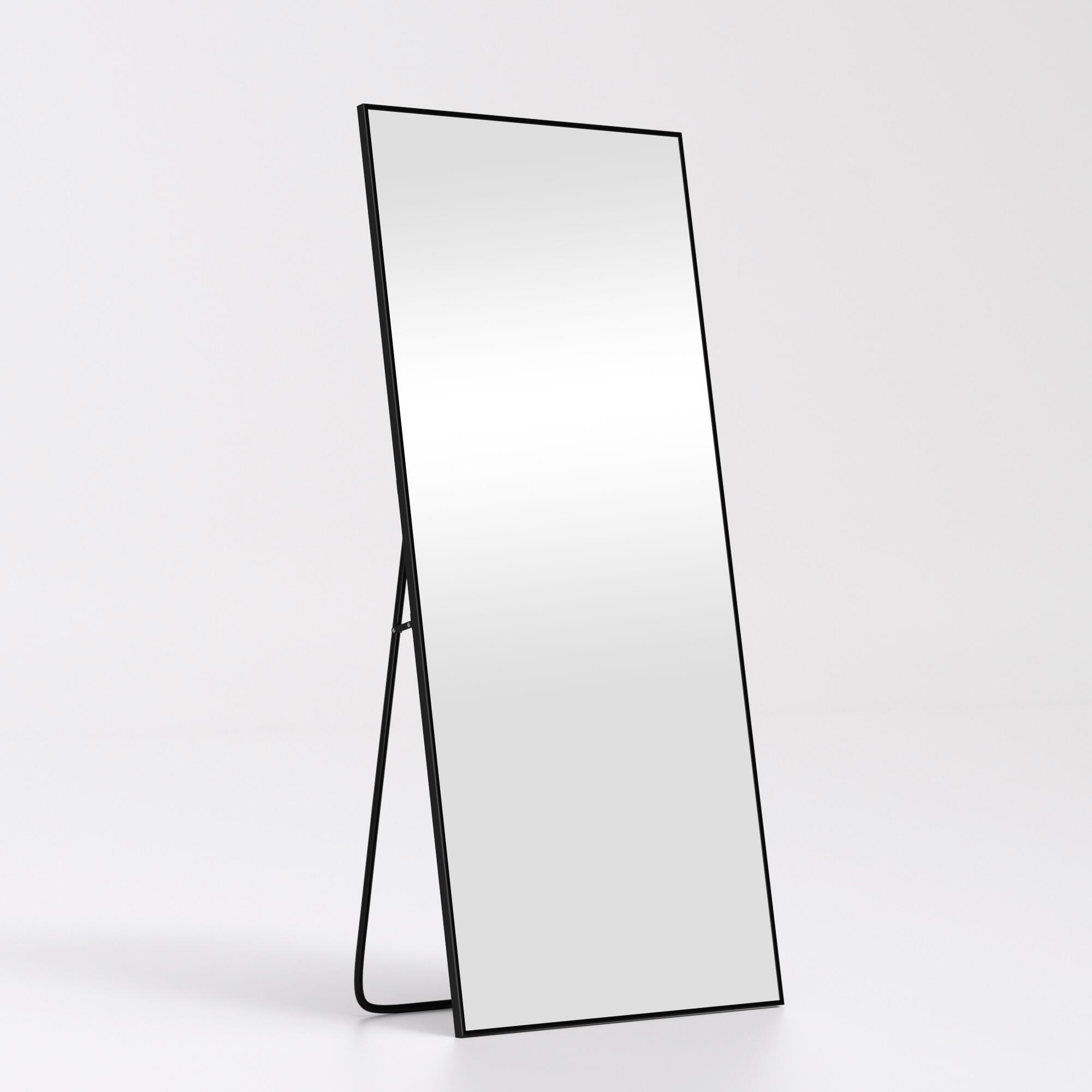 Feronia 79" Rectangular Standing Floor Mirror, Black, large