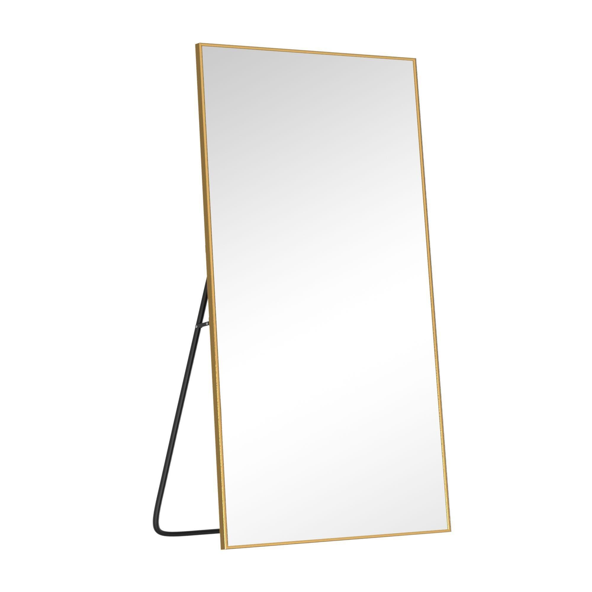 Feronia 71" Rectangular Standing Wall Mirror, Gold, large