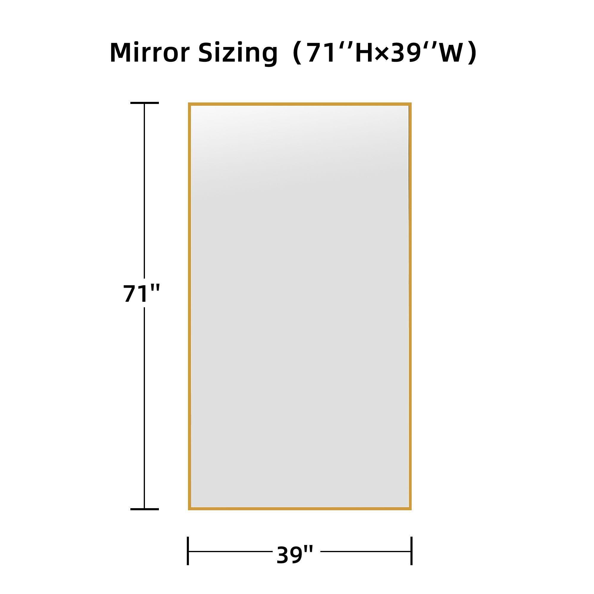 Feronia 71" Rectangular Standing Wall Mirror, Gold, large