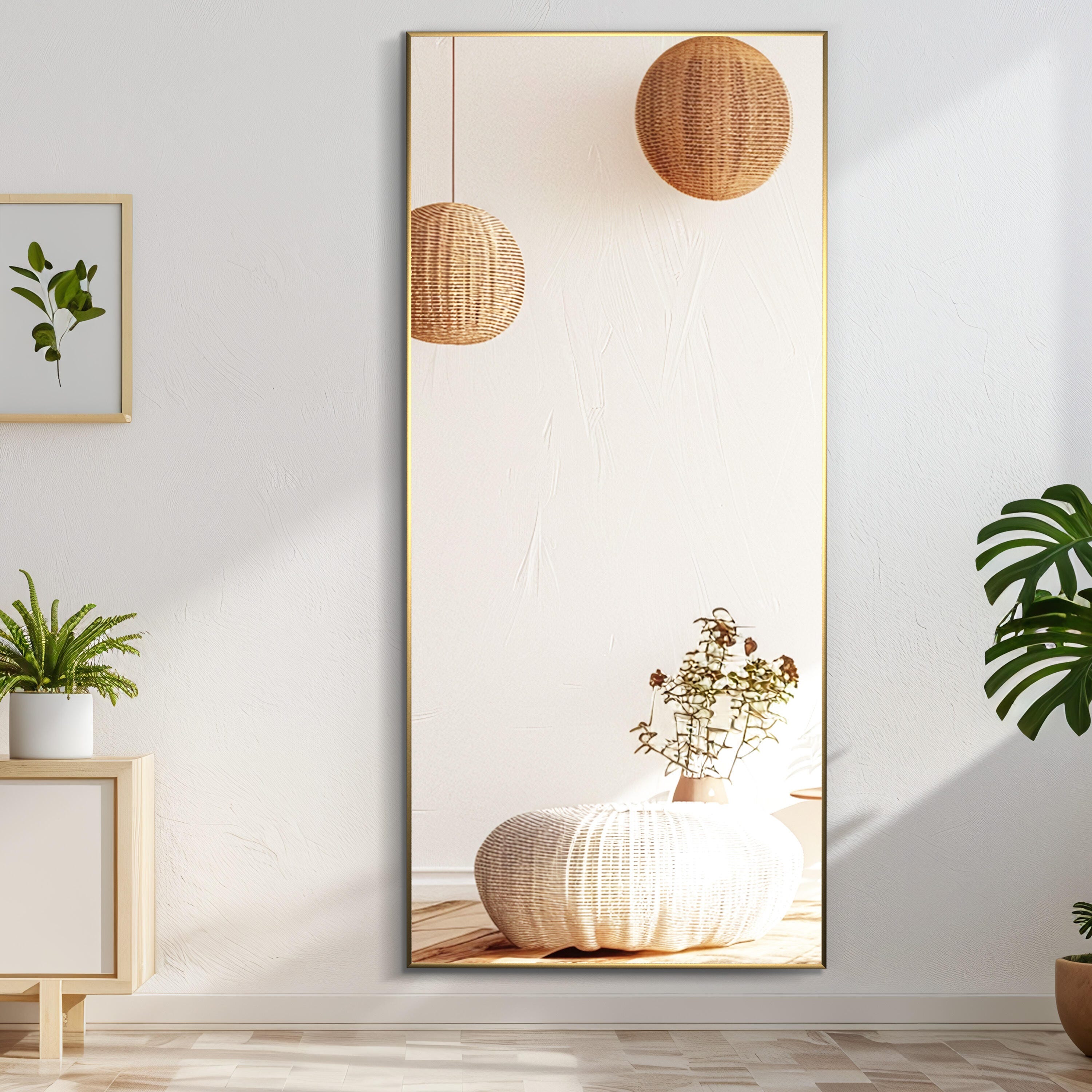 Feronia 47" Rectangular Bathroom Wall Mirror (Set of 2), Gold, large