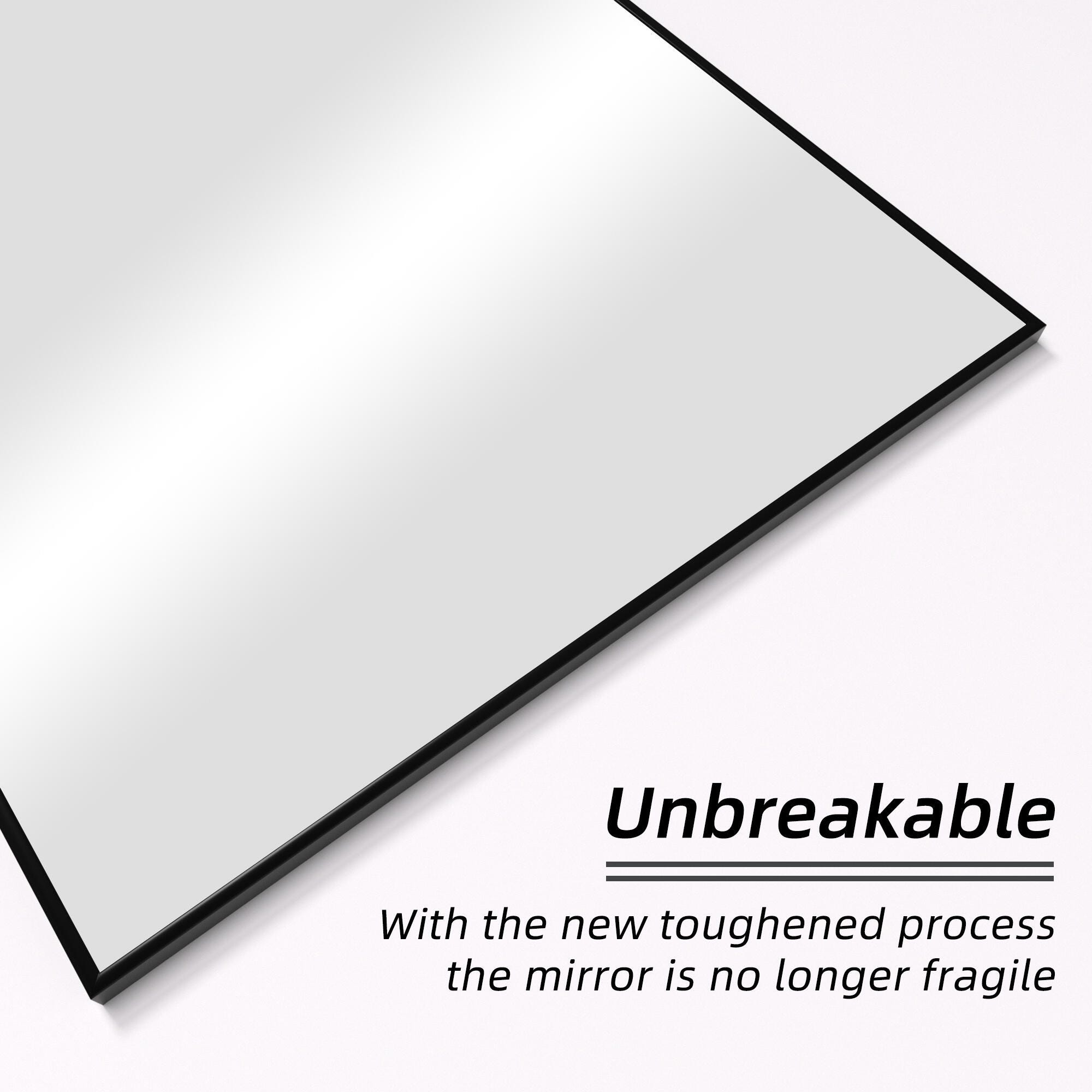 Feronia 71" Rectangular Standing Wall Mirror, Black, large