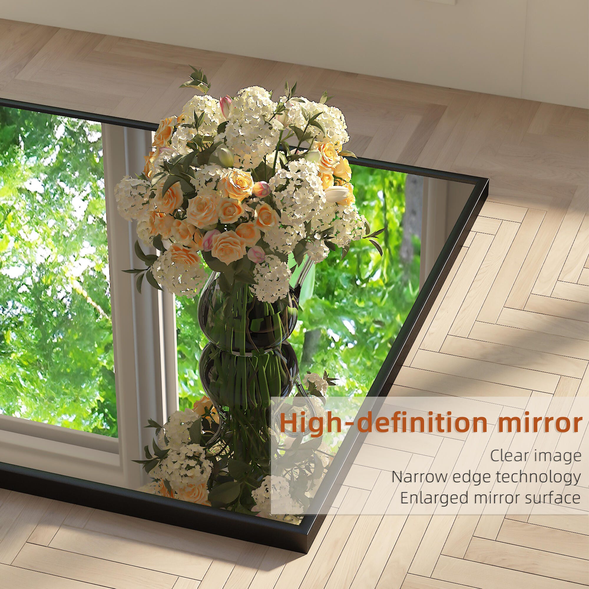 Feronia 71" Rectangular Standing Wall Mirror, Black, large
