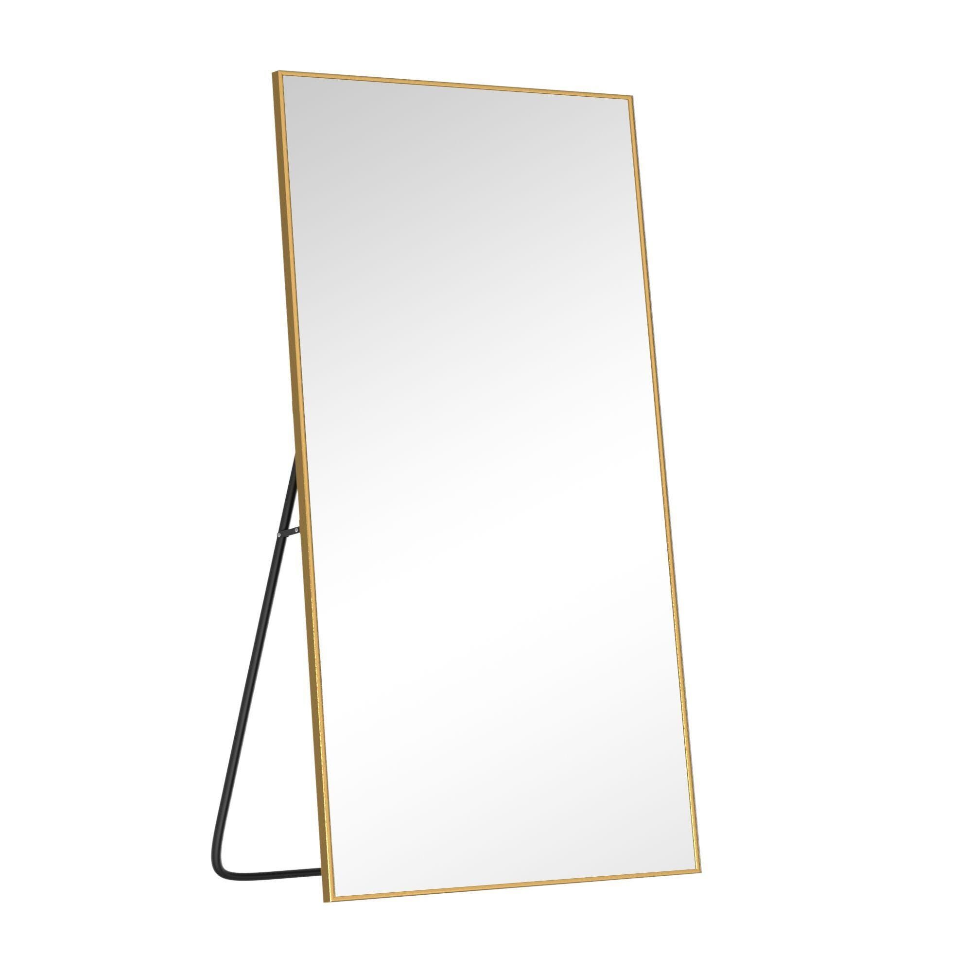 Feronia 75" Rectangular Standing Mirror, Gold, large
