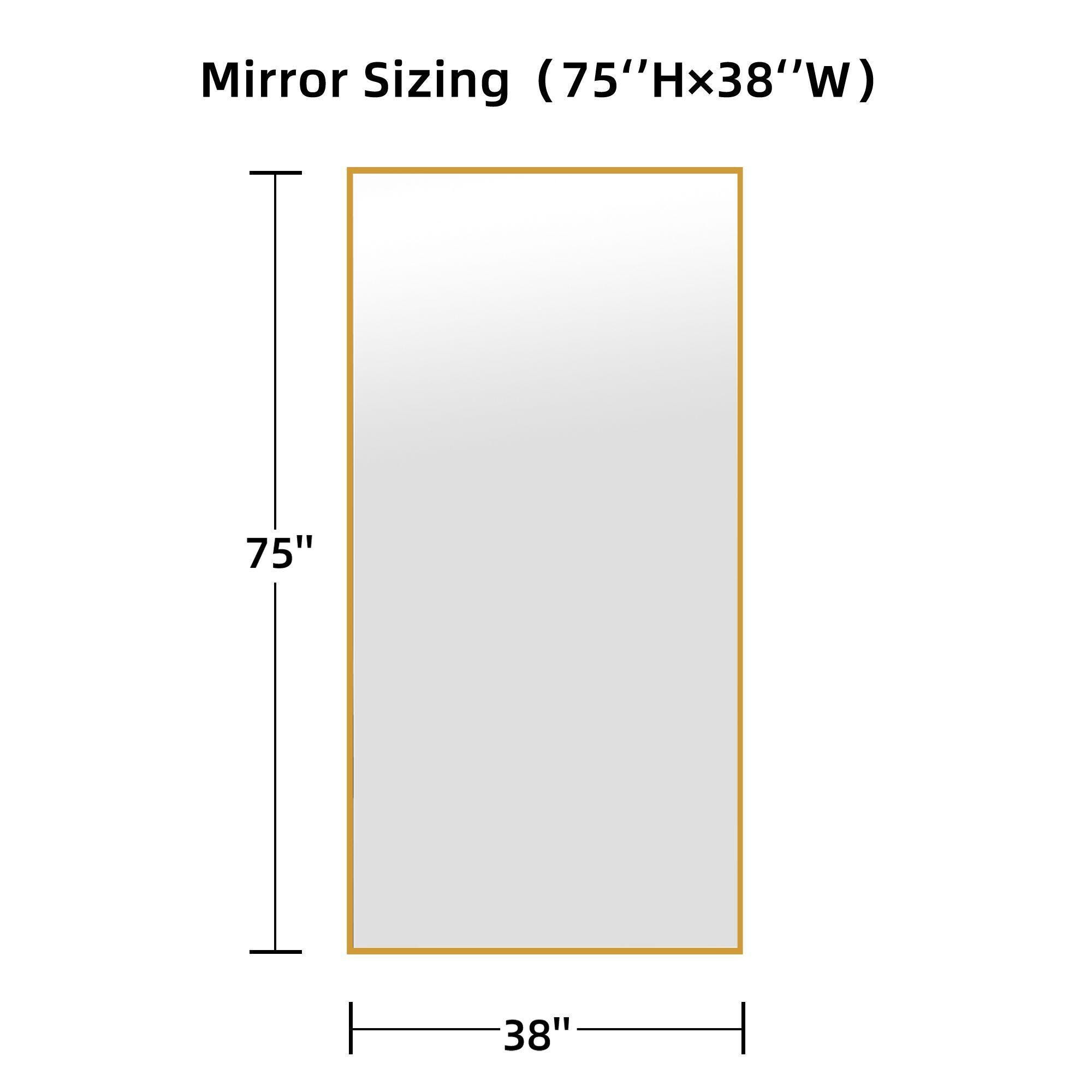 Feronia 75" Rectangular Standing Mirror, Gold, large