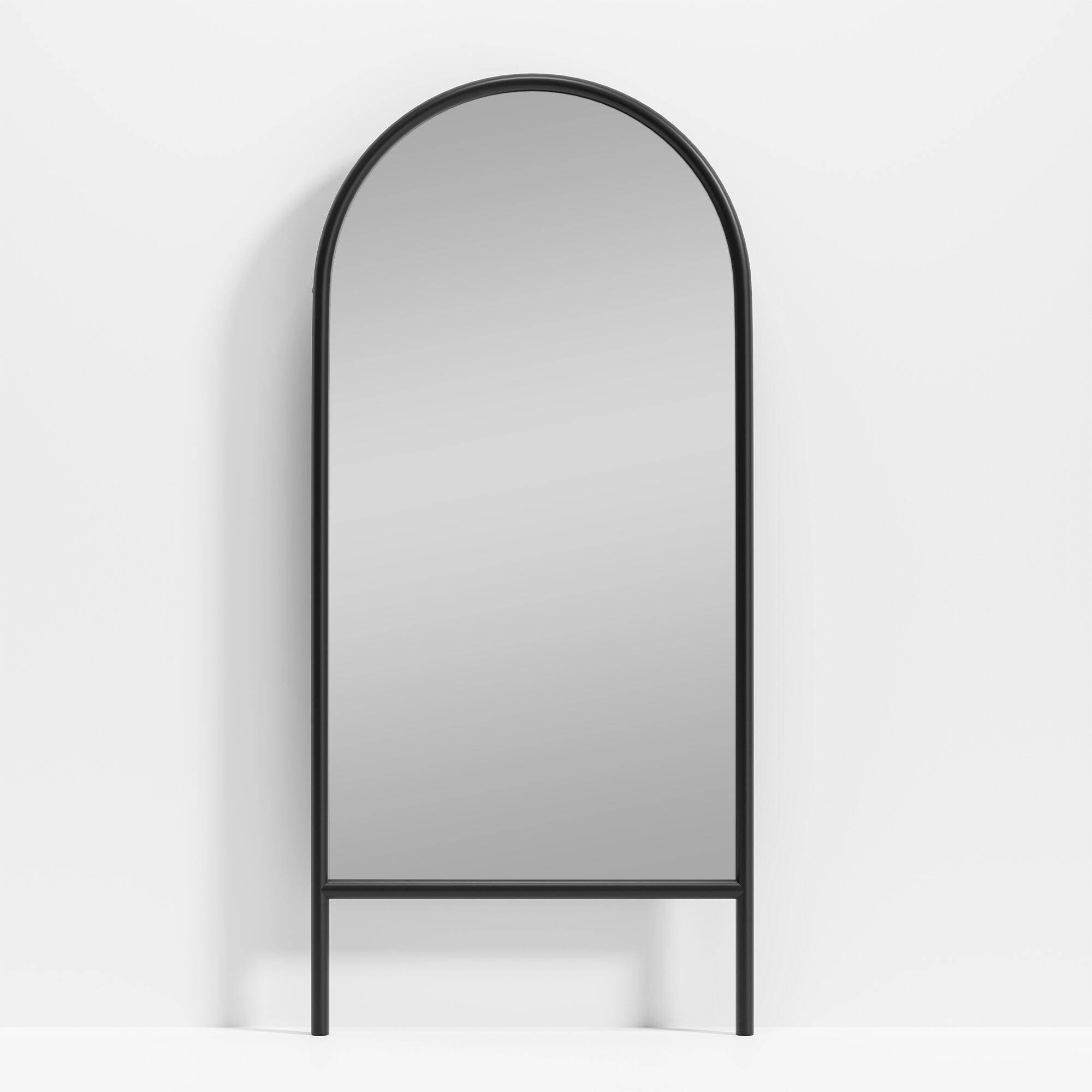 Dulcea 71" Ladder Arched Floor Mirror, Black, large