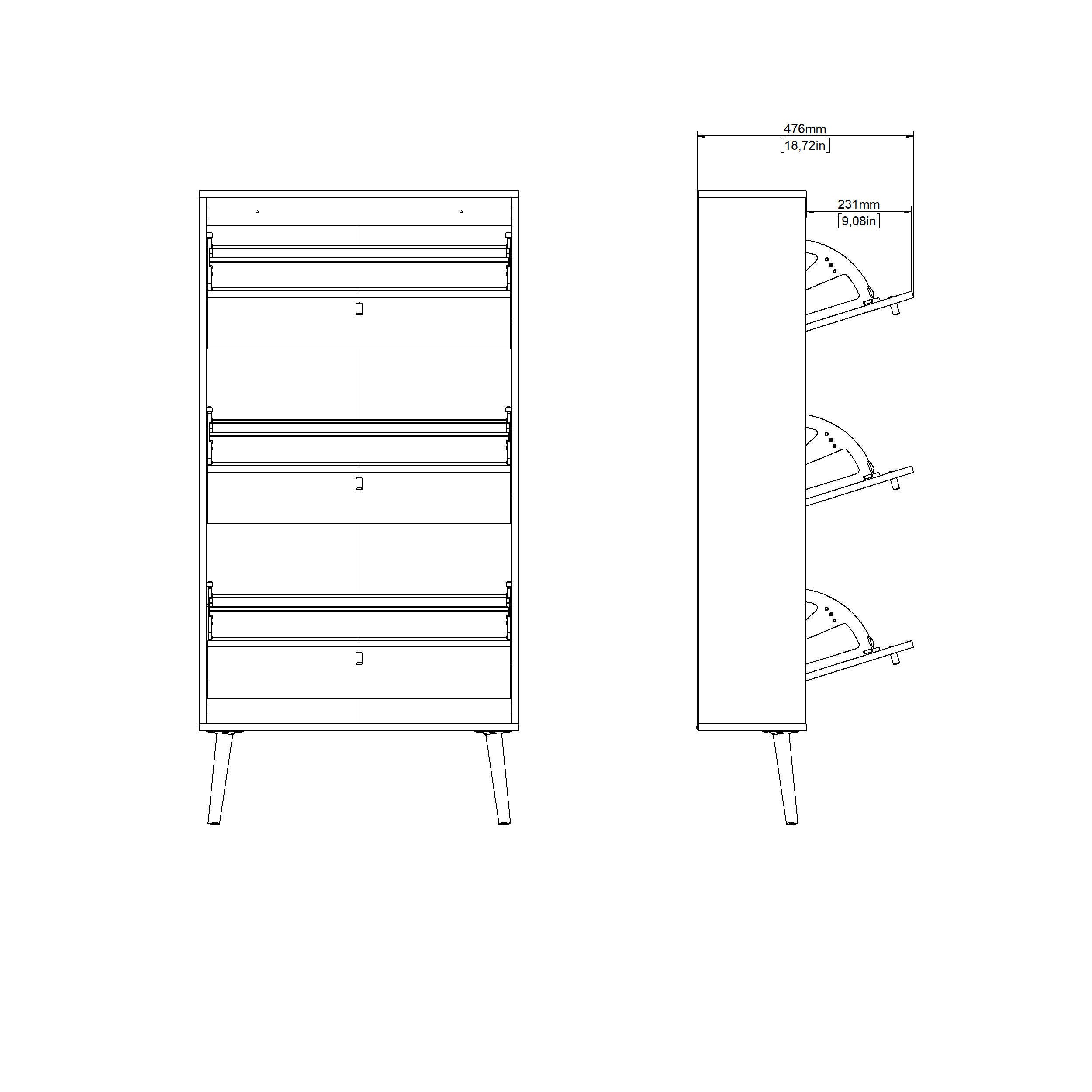 Bodo Shoe Cabinet with 3 Storage Drawers, , large