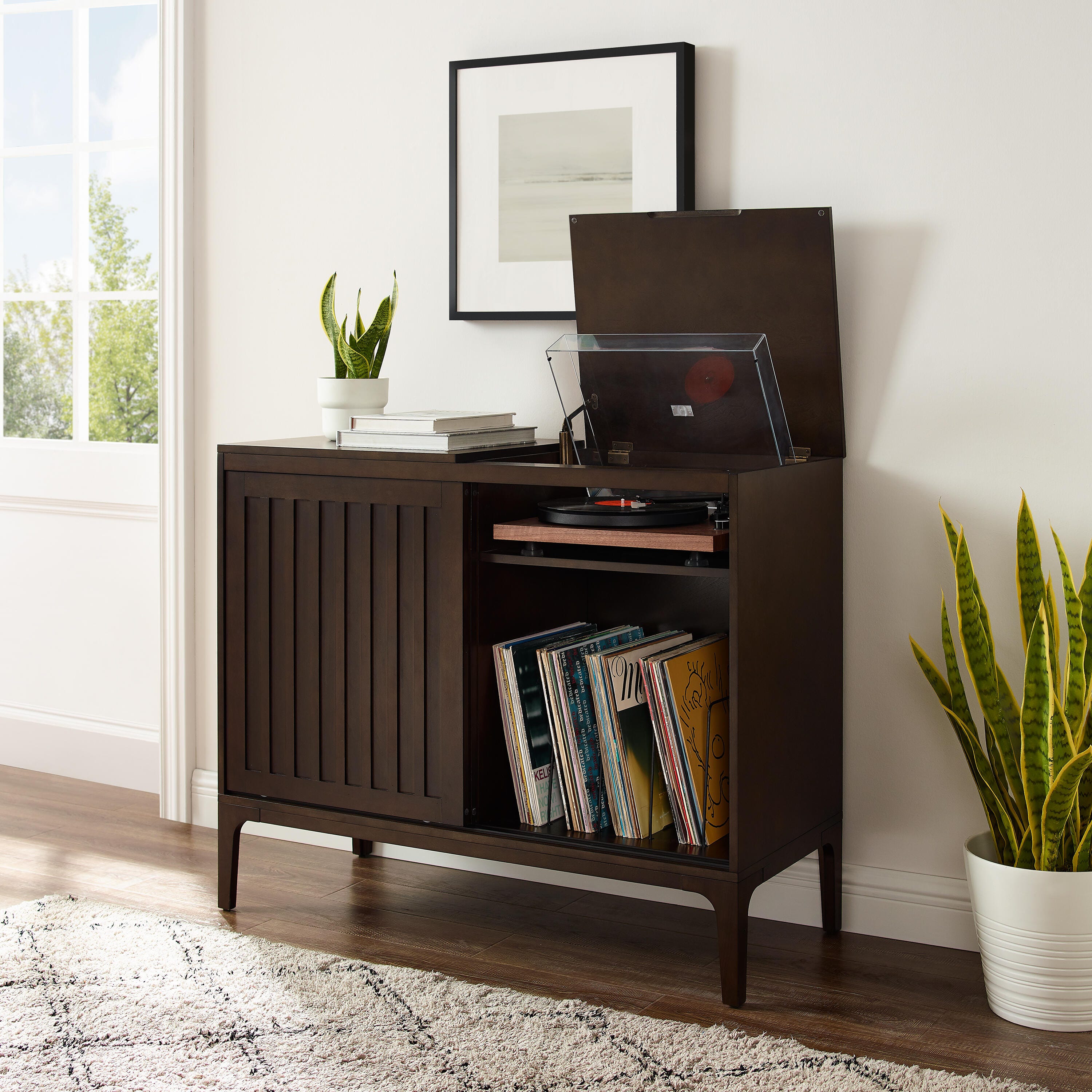 Crosley Furniture Asher Record Storage Media Console, , large