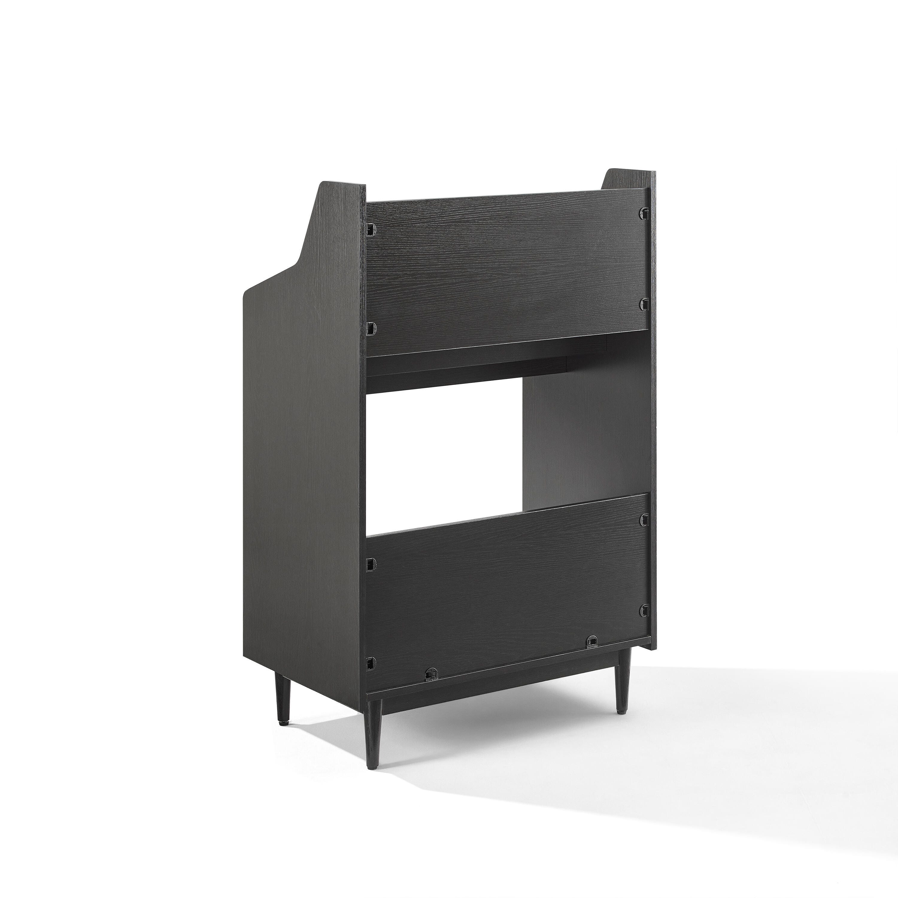 Crosley Furniture Liam Record Storage Stand, Black, large