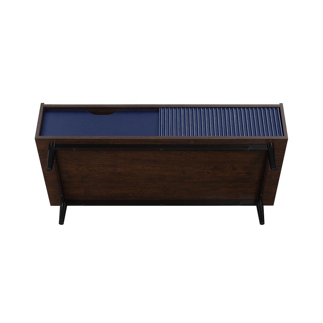 Manhattan Comfort Duane Coffee Table, Dark Brown/Navy Blue, large