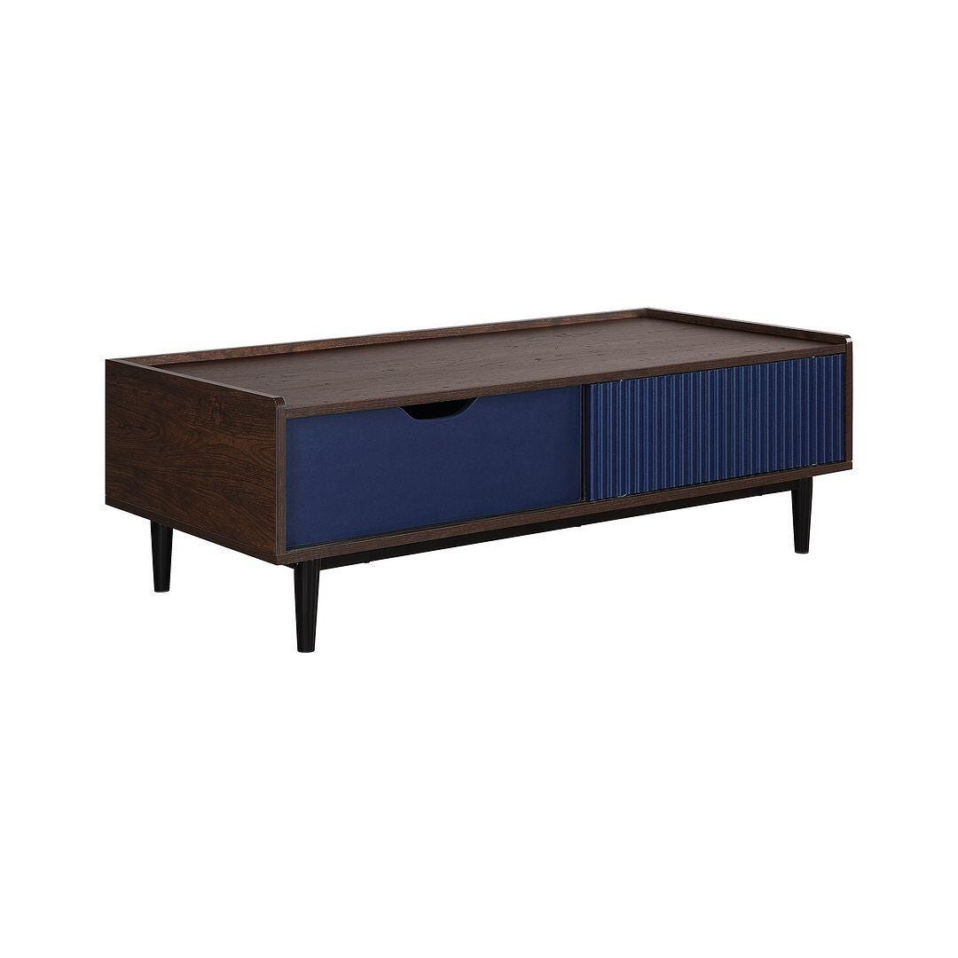 Manhattan Comfort Duane Coffee Table, Dark Brown/Navy Blue, large