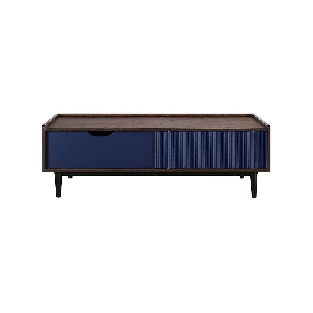 Manhattan Comfort Duane Coffee Table, Dark Brown/Navy Blue, large