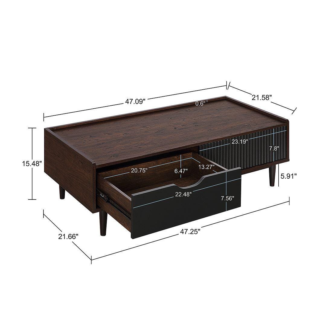 Manhattan Comfort Duane Coffee Table, Dark Brown/Black, large
