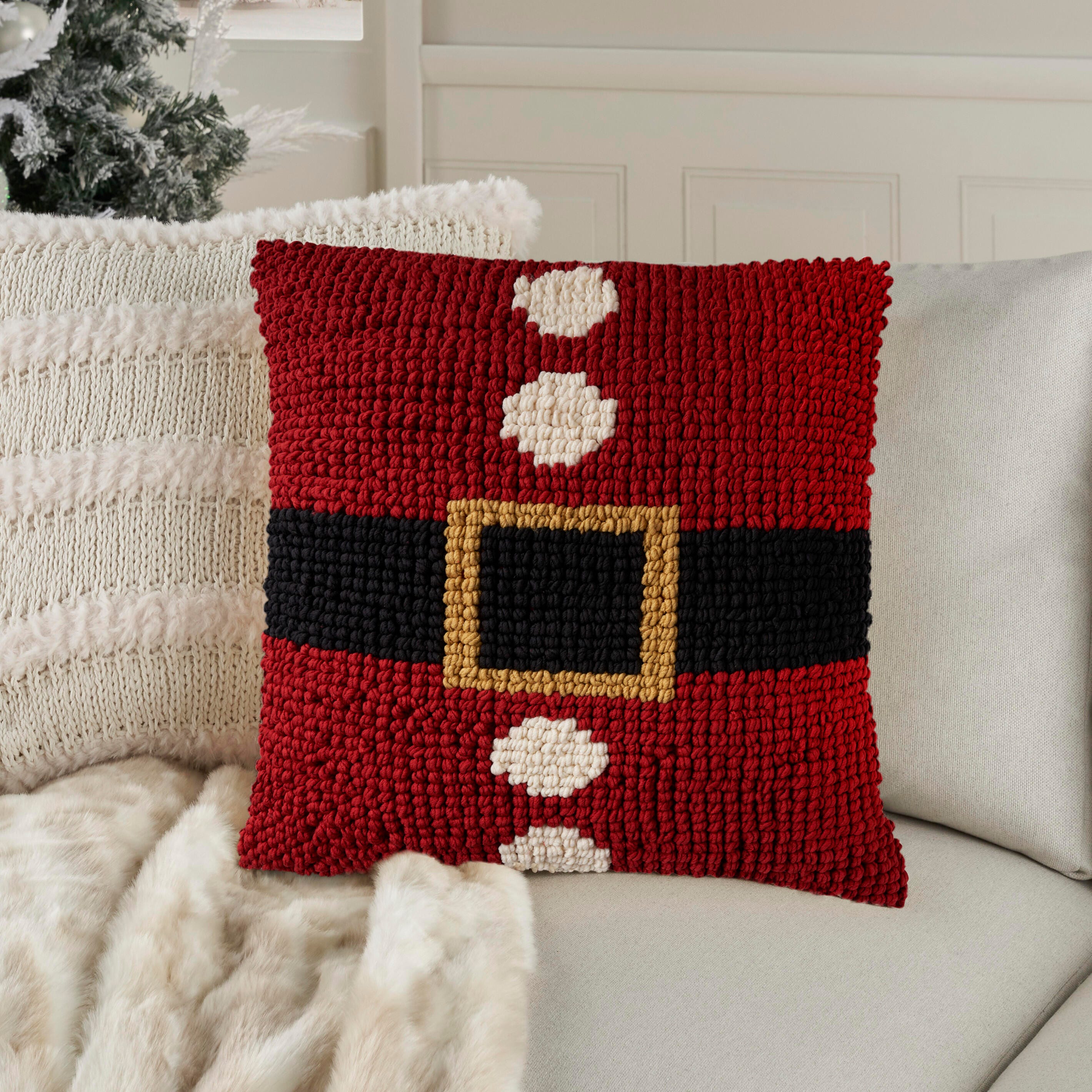 Mina Victory Holiday Loop Santa Belt Pillow, , large