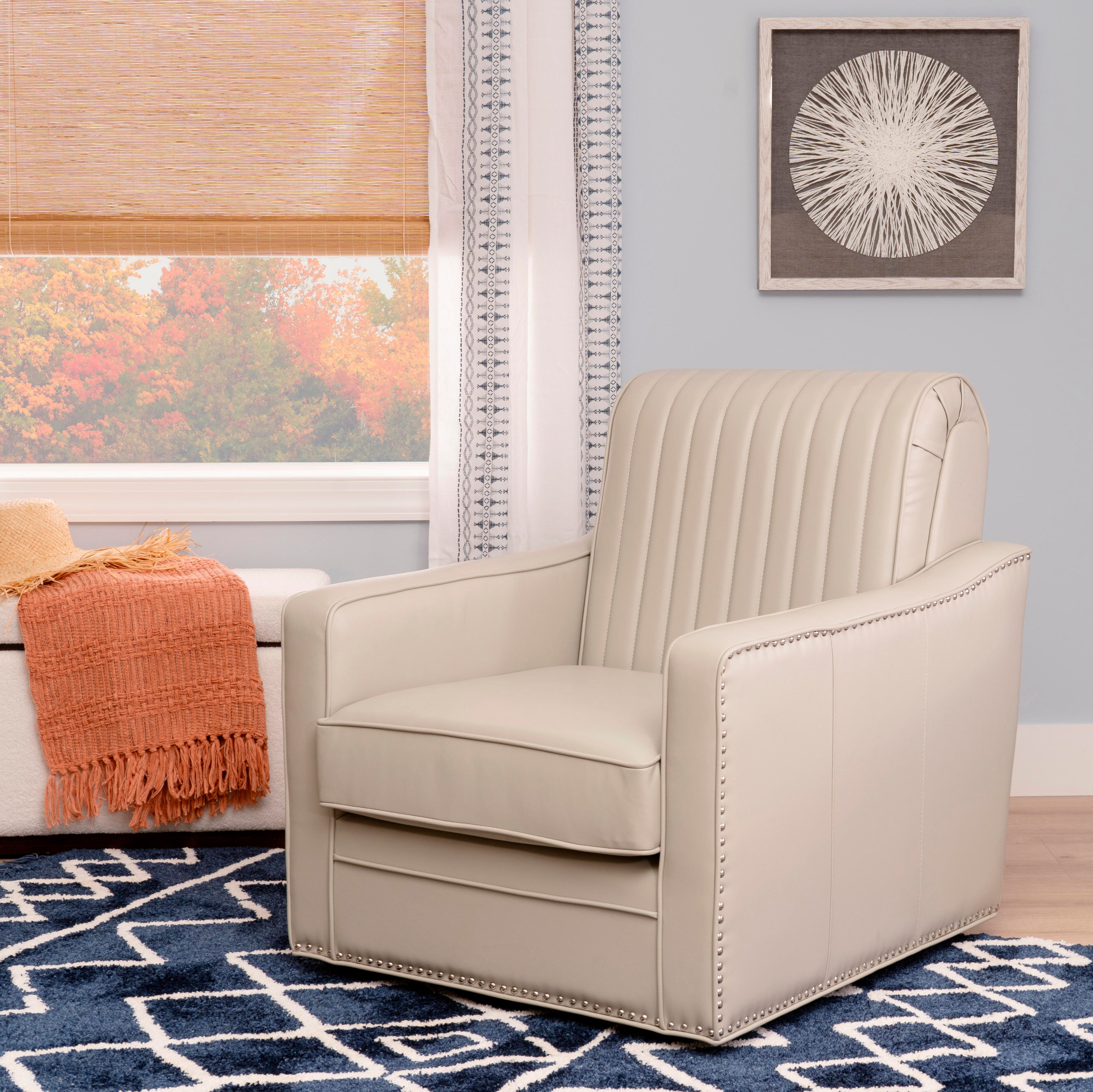Linon Linea Swivel Accent Chair, Cream, rollover