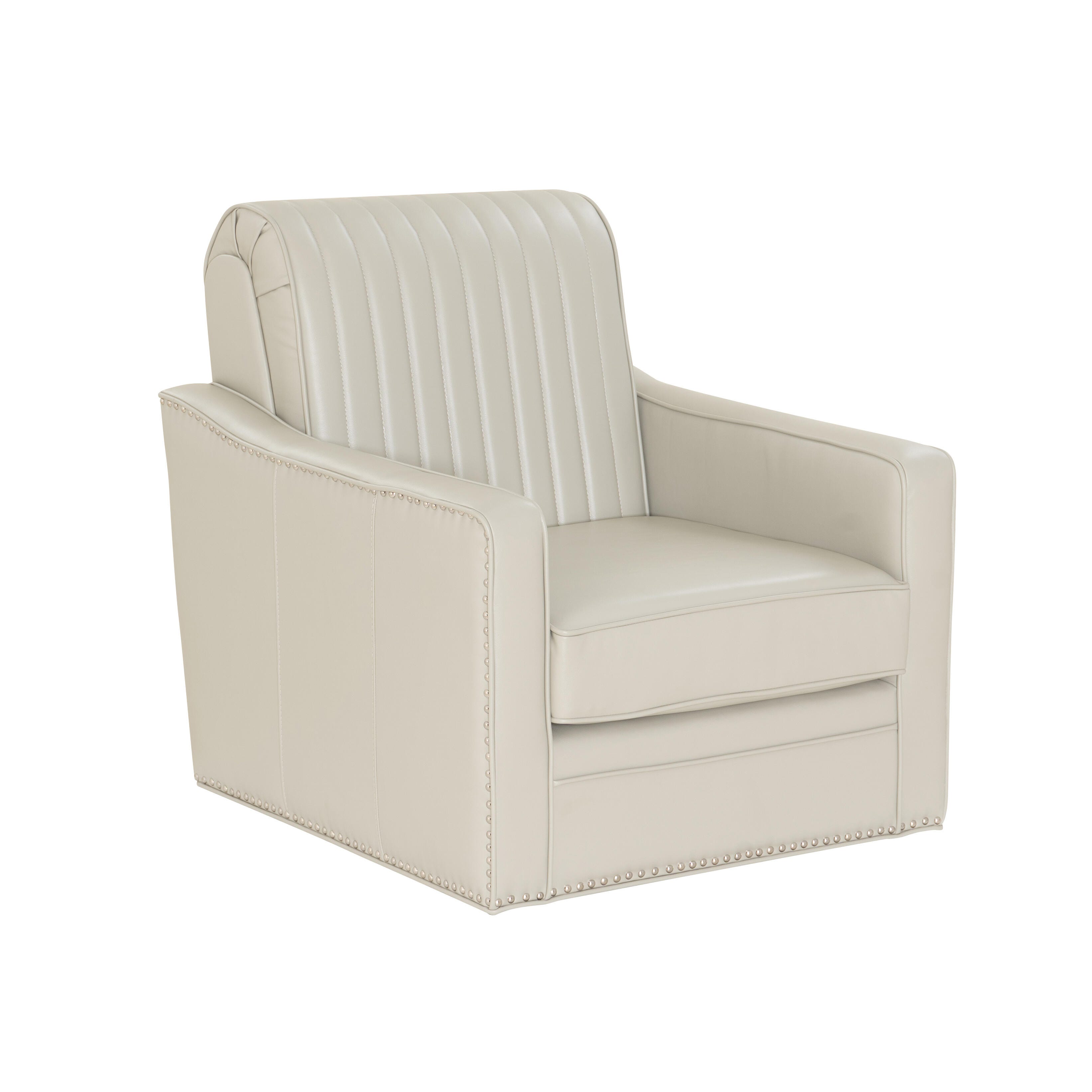 Linon Linea Swivel Accent Chair, Cream, large
