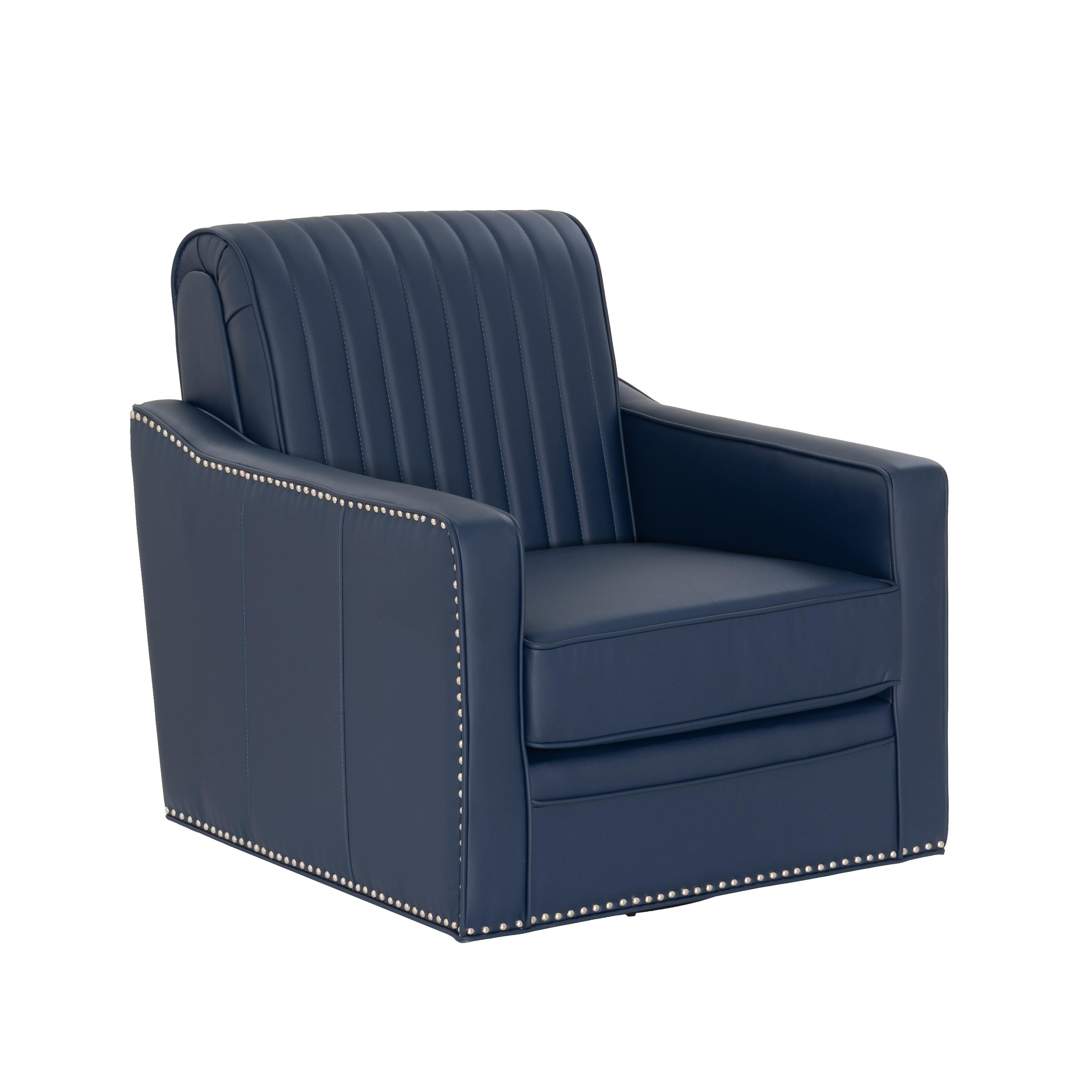 Linon Linea Swivel Accent Chair, Navy, large