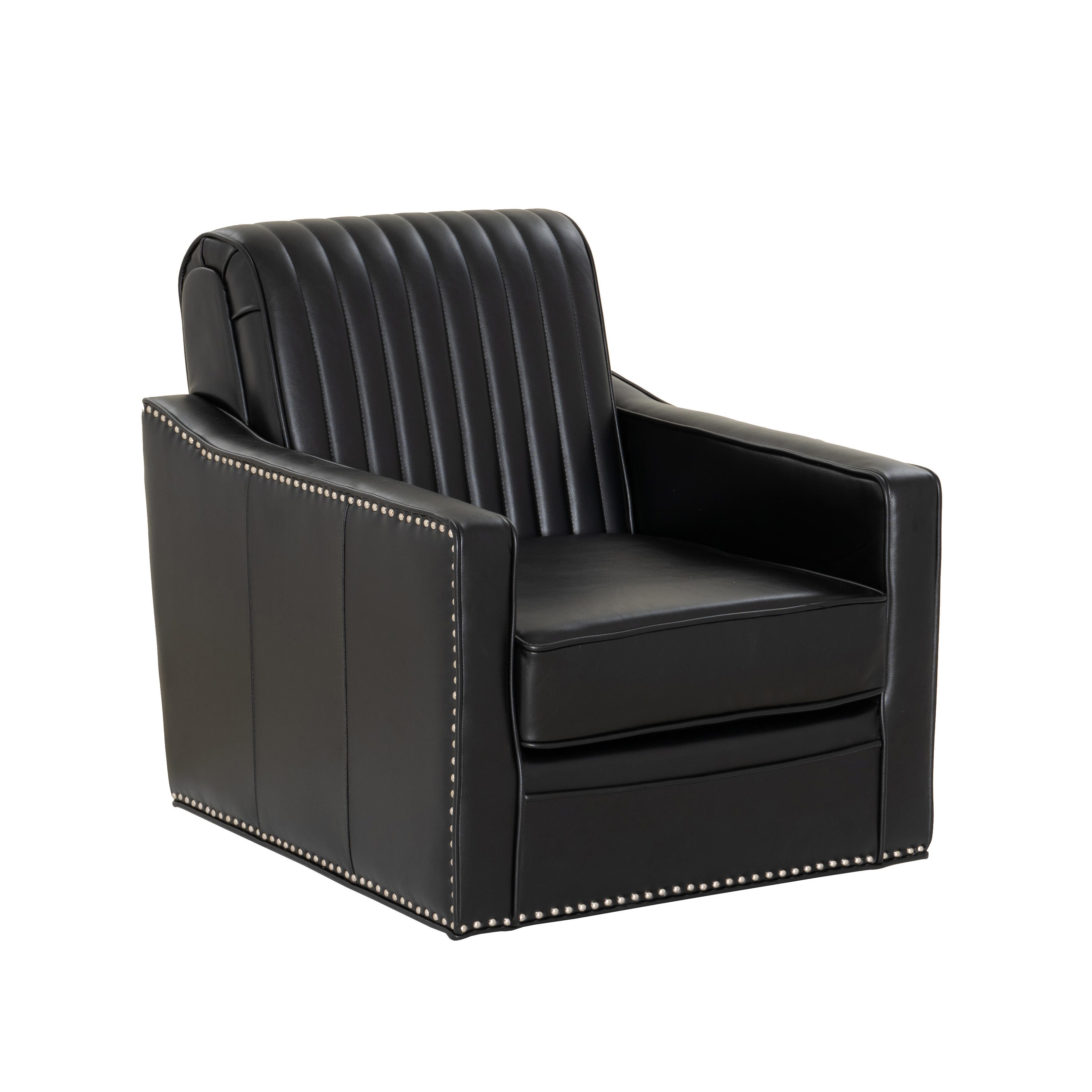 Linon Linea Swivel Accent Chair, Black, large