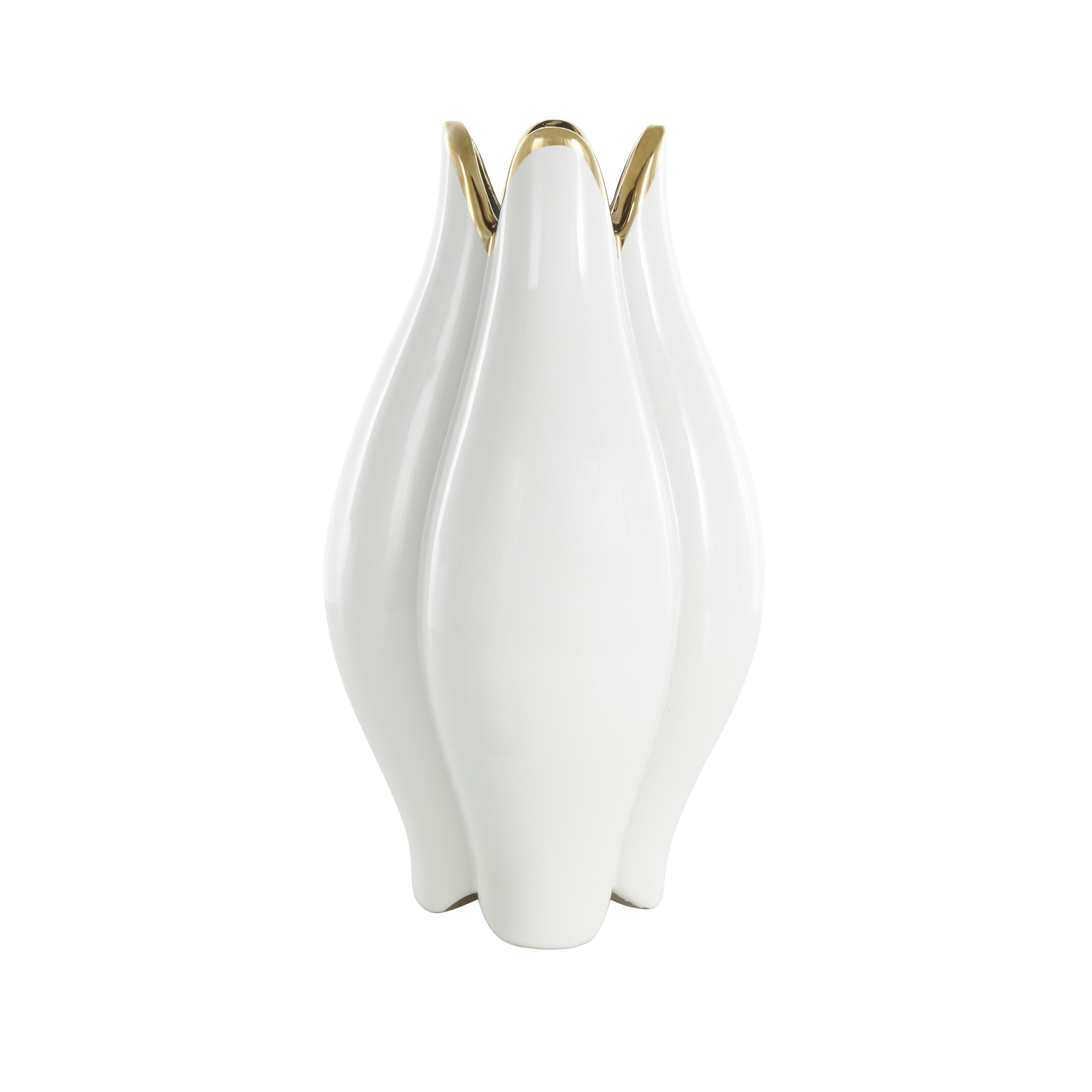 Bayberry Lane Dimensional Tall Tulip Shaped Vase, White, large