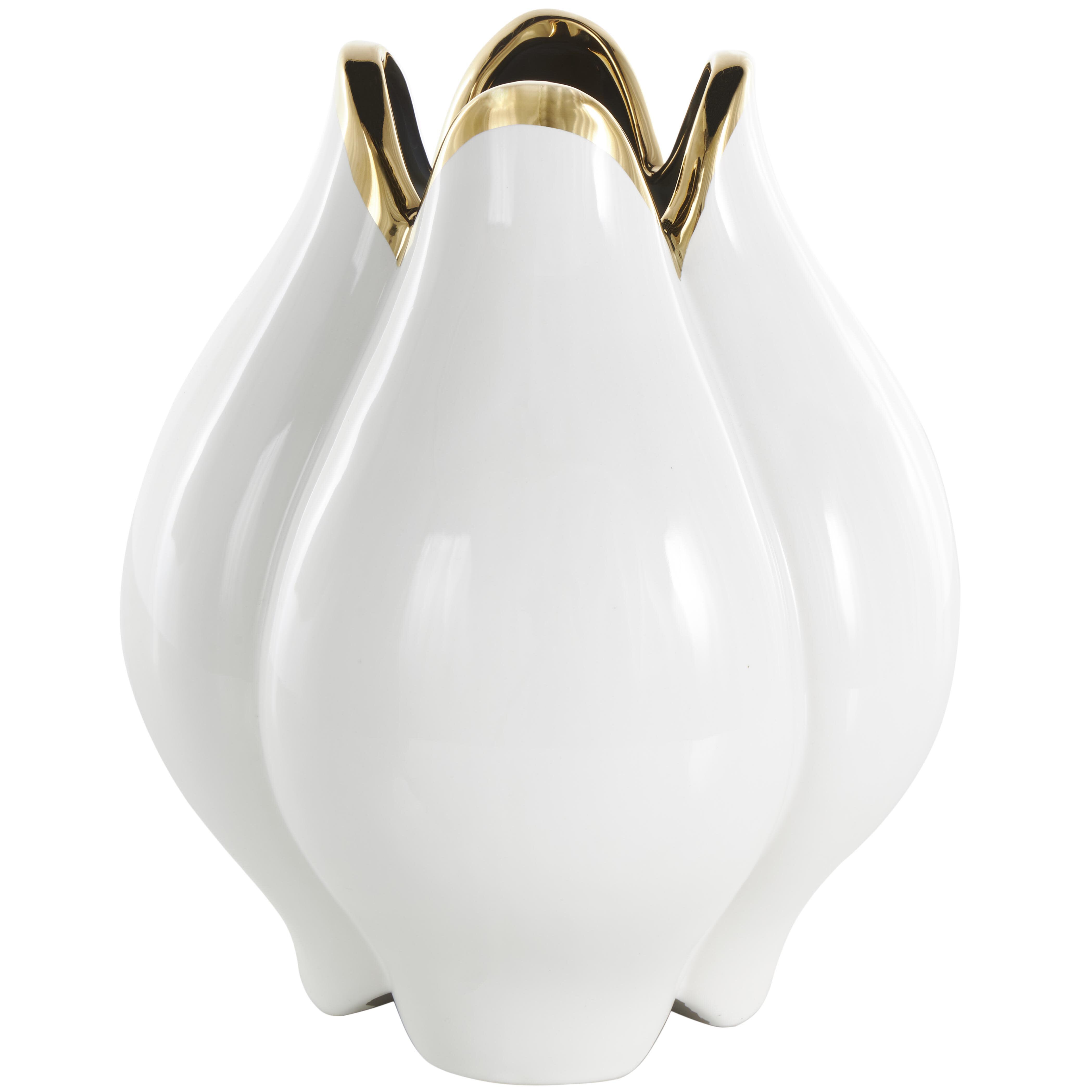 Bayberry Lane Dimensional Tulip Shaped Vase, White, large