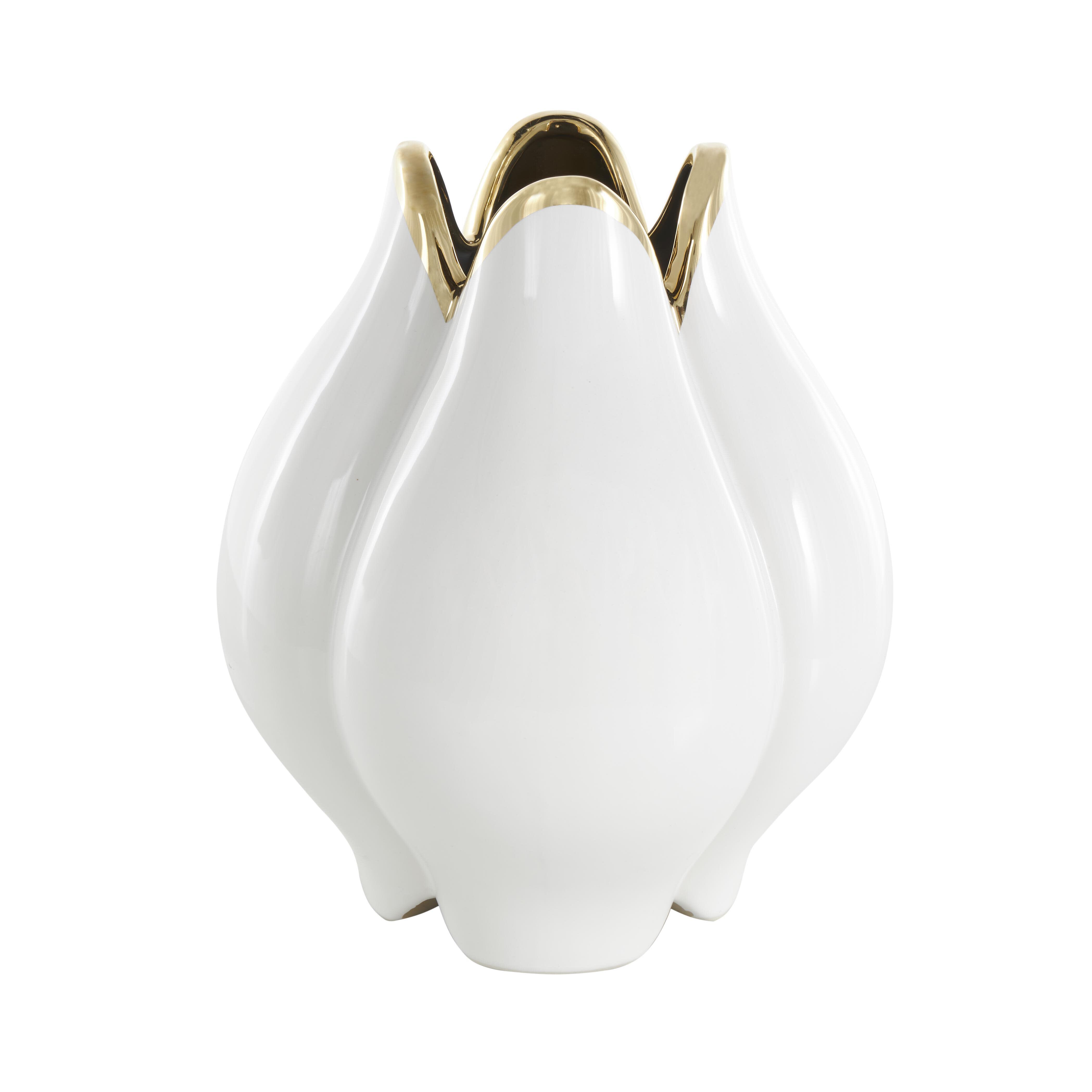 Bayberry Lane Dimensional Tulip Shaped Vase, White, large