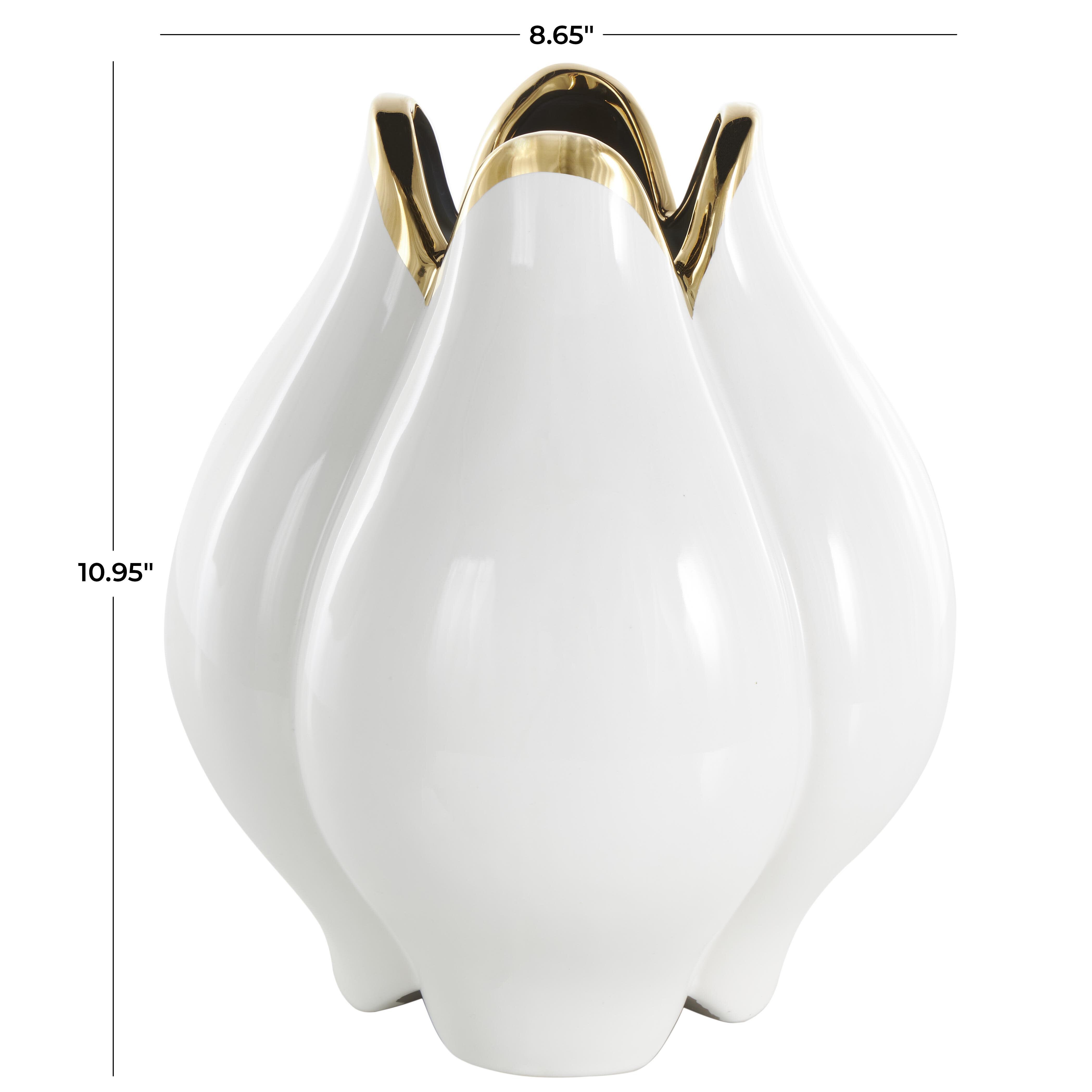 Bayberry Lane Dimensional Tulip Shaped Vase, White, large