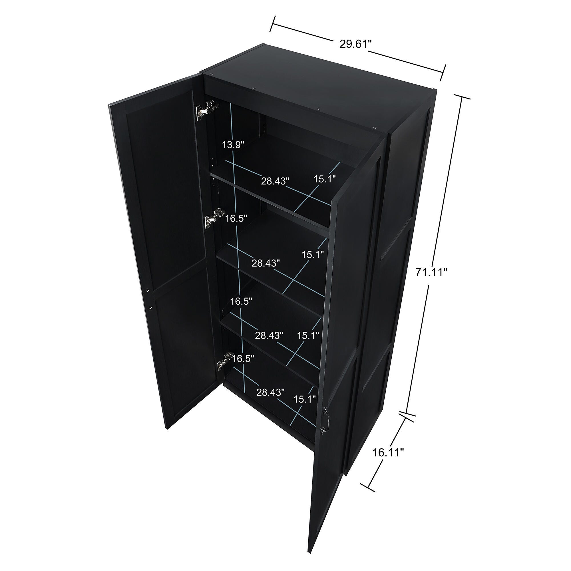 Manhattan Comfort Cornelia Storage Closet 59" Width, Black, large