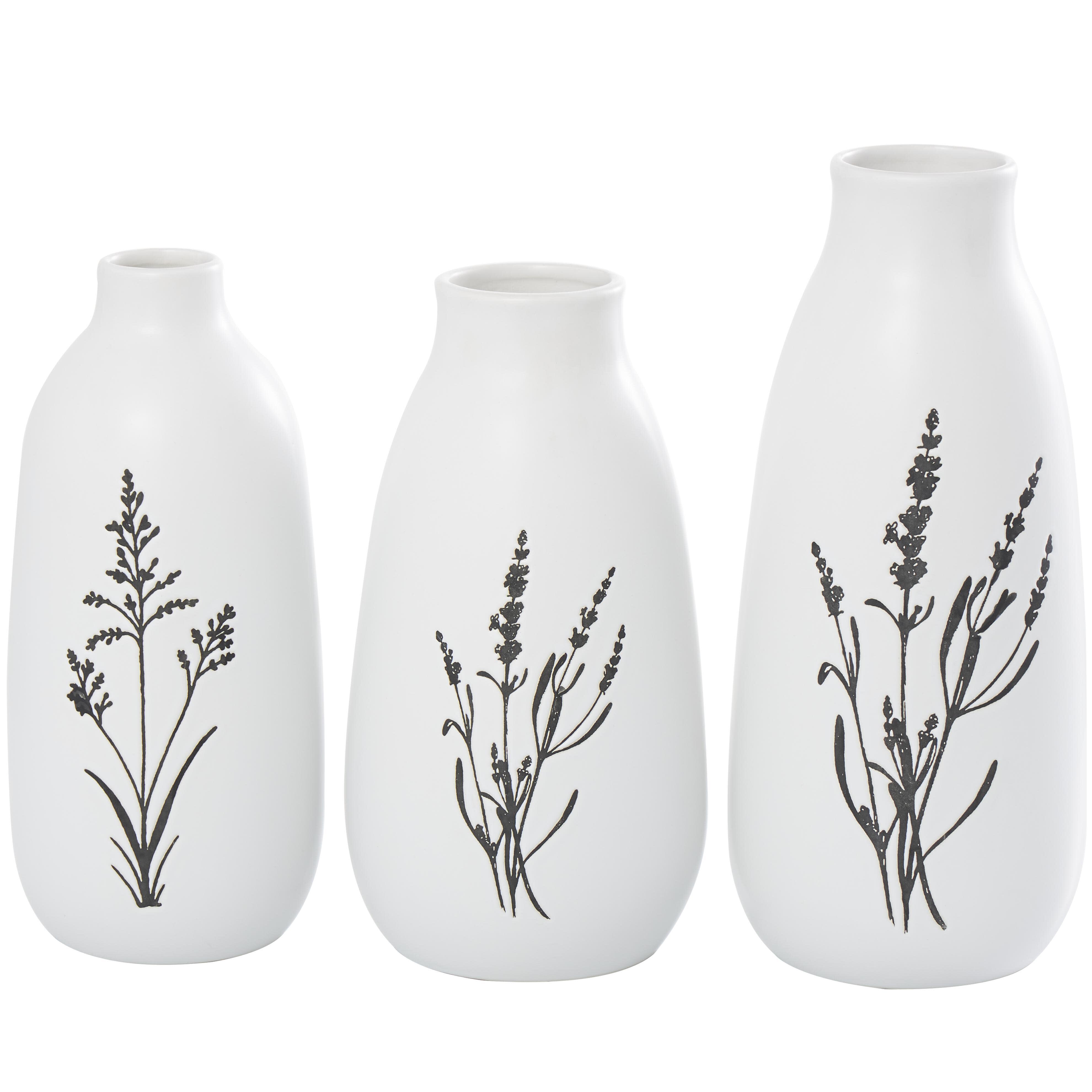 Bayberry Lane Vase with Black Lavender Prints (Set of 3), , large