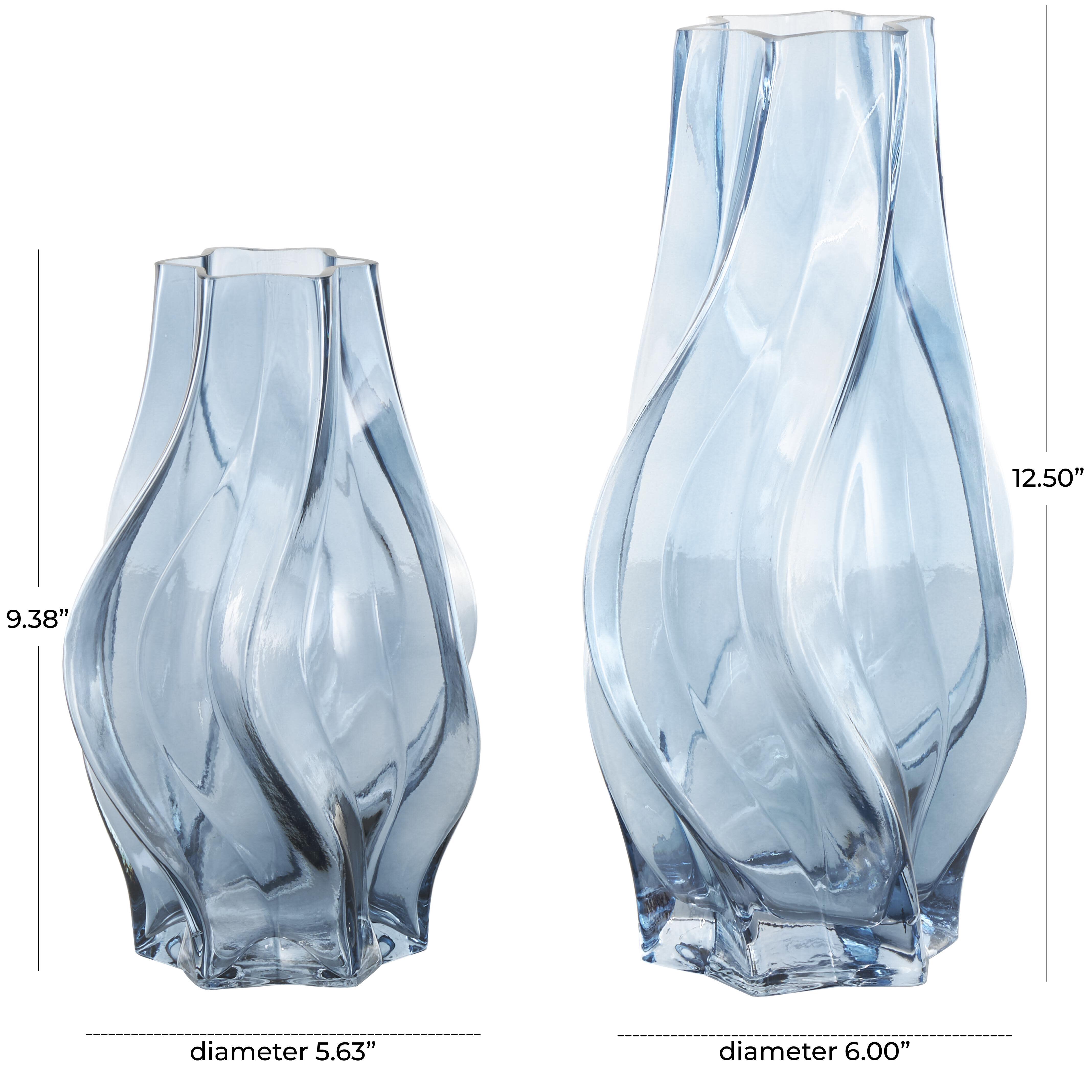 Bayberry Lane Wavy Ombre Vase (Set of 2), Blue, large