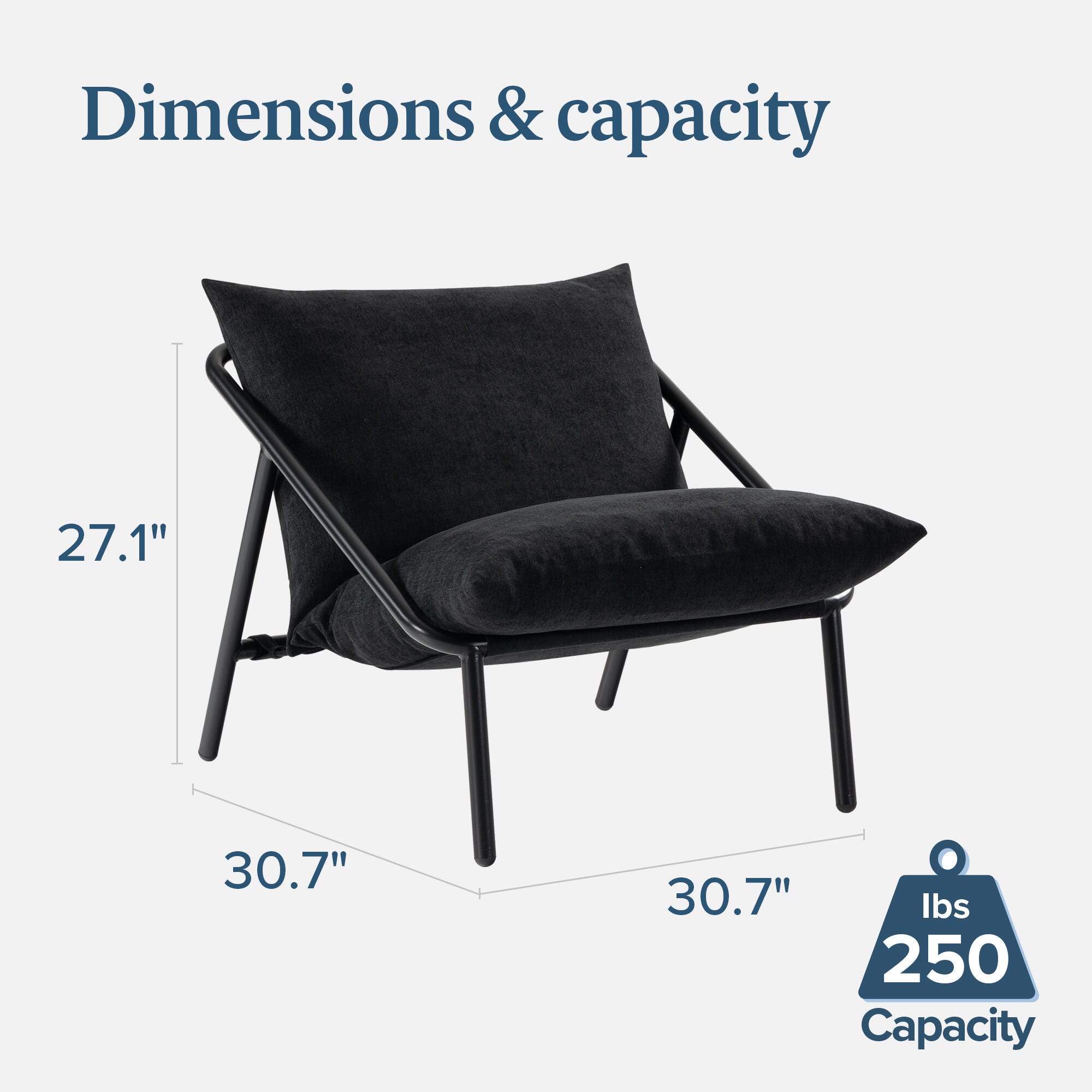 ZINUS Sling Accent Chair, Black, large