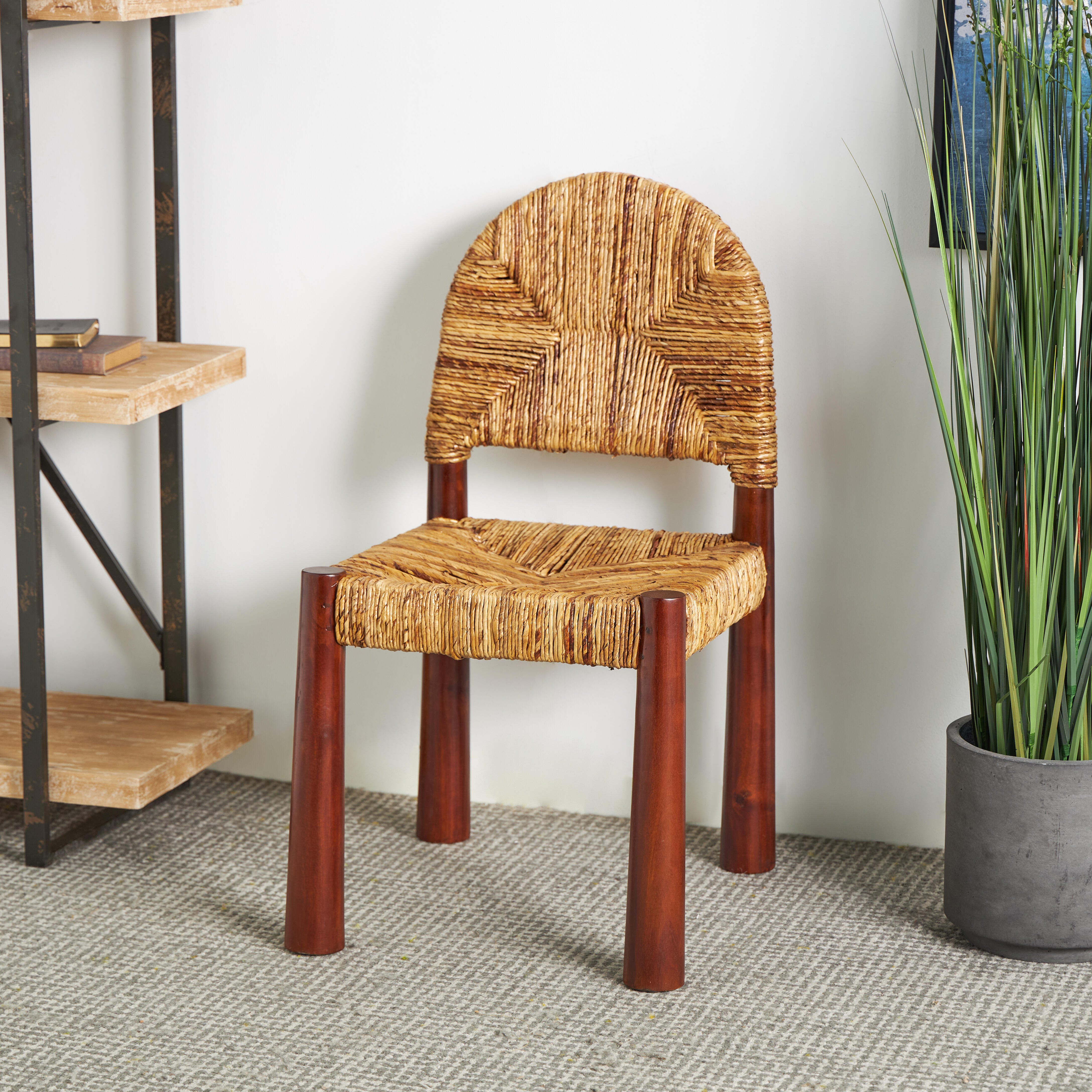 Bayberry Lane Handmade Art Deco Accent Chair (Set of 2), Light Brown, rollover