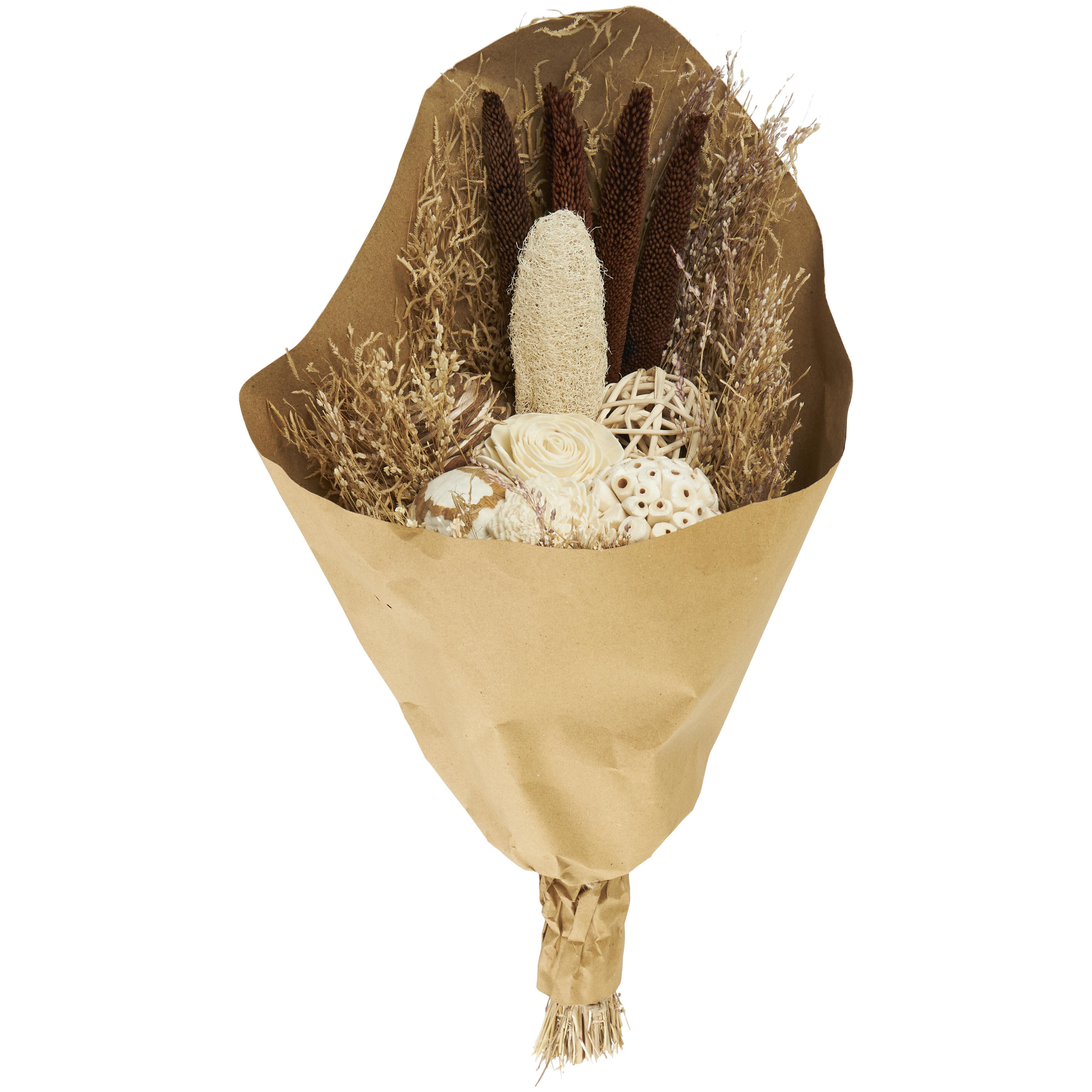 Bayberry Lane Dried Plant Cattail Handmade Wheat Grass Bouquet, , large