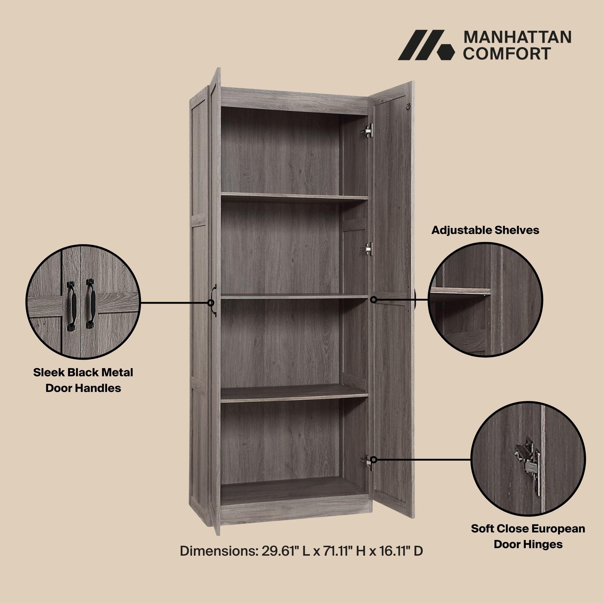 Manhattan Comfort Cornelia Storage Closet 59" Width, Gray, large