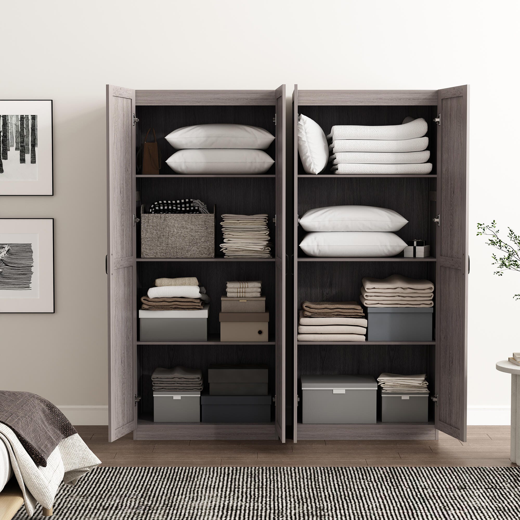 Manhattan Comfort Cornelia Storage Closet 59" Width, Gray, large