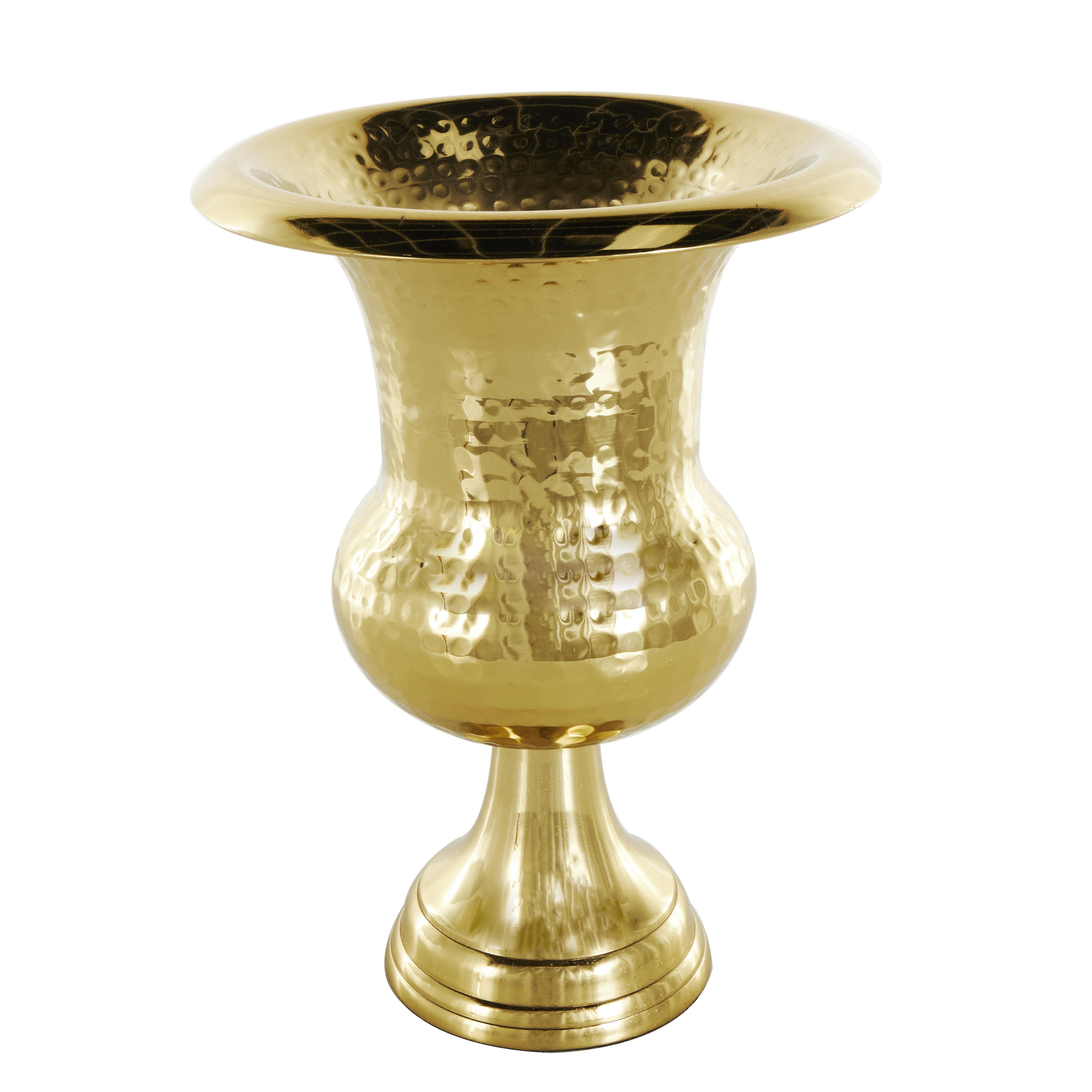 Bayberry Lane Goblet Hammered Vase, Gold, large
