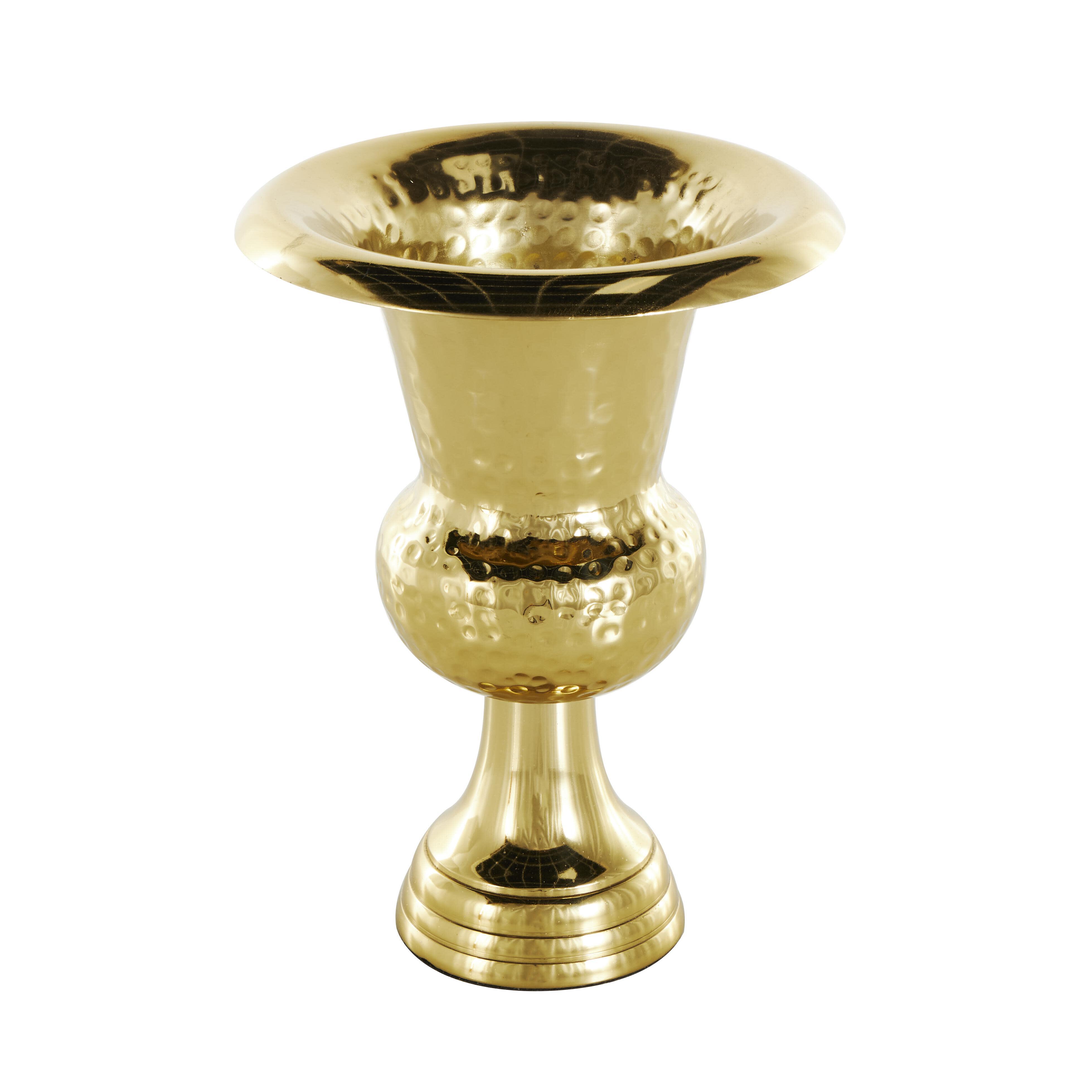 Bayberry Lane Goblet Inspired Hammered Vase, Gold, large