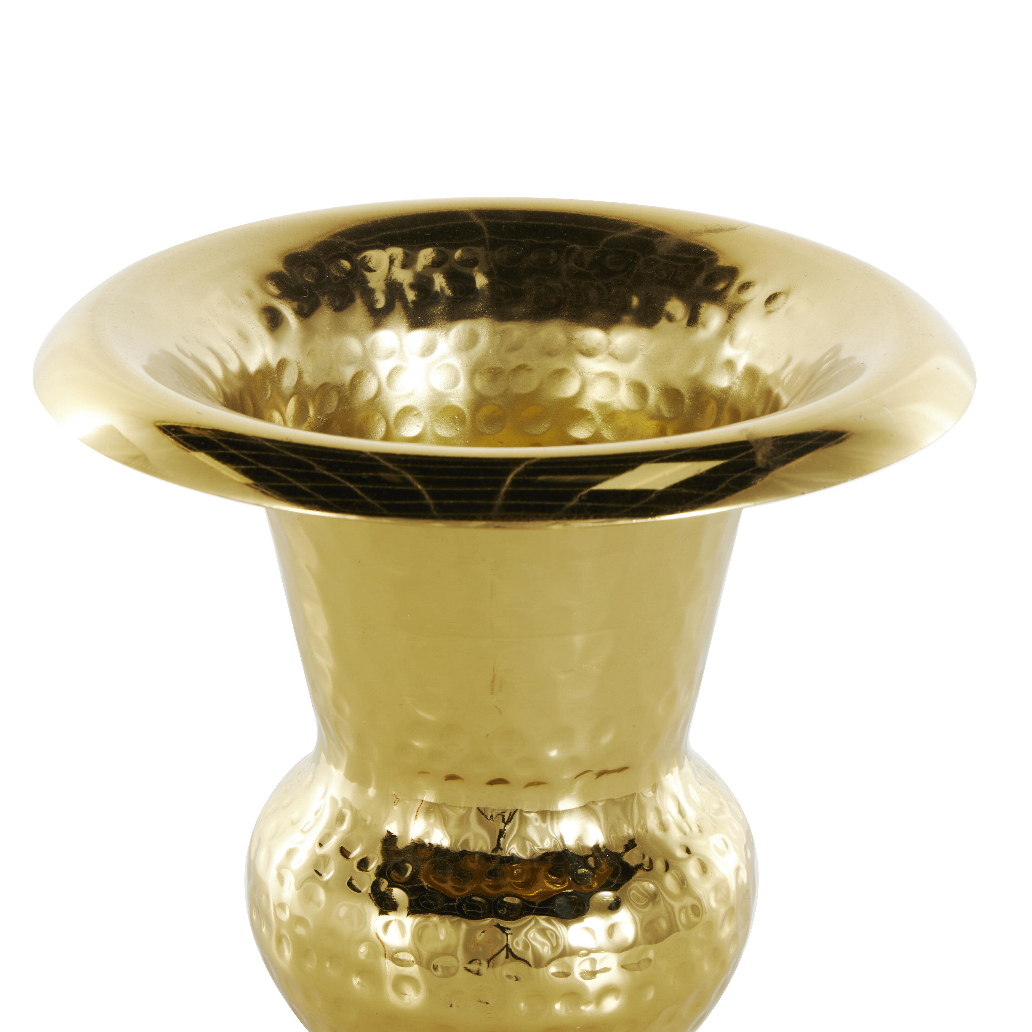Bayberry Lane Goblet Inspired Hammered Vase, Gold, large