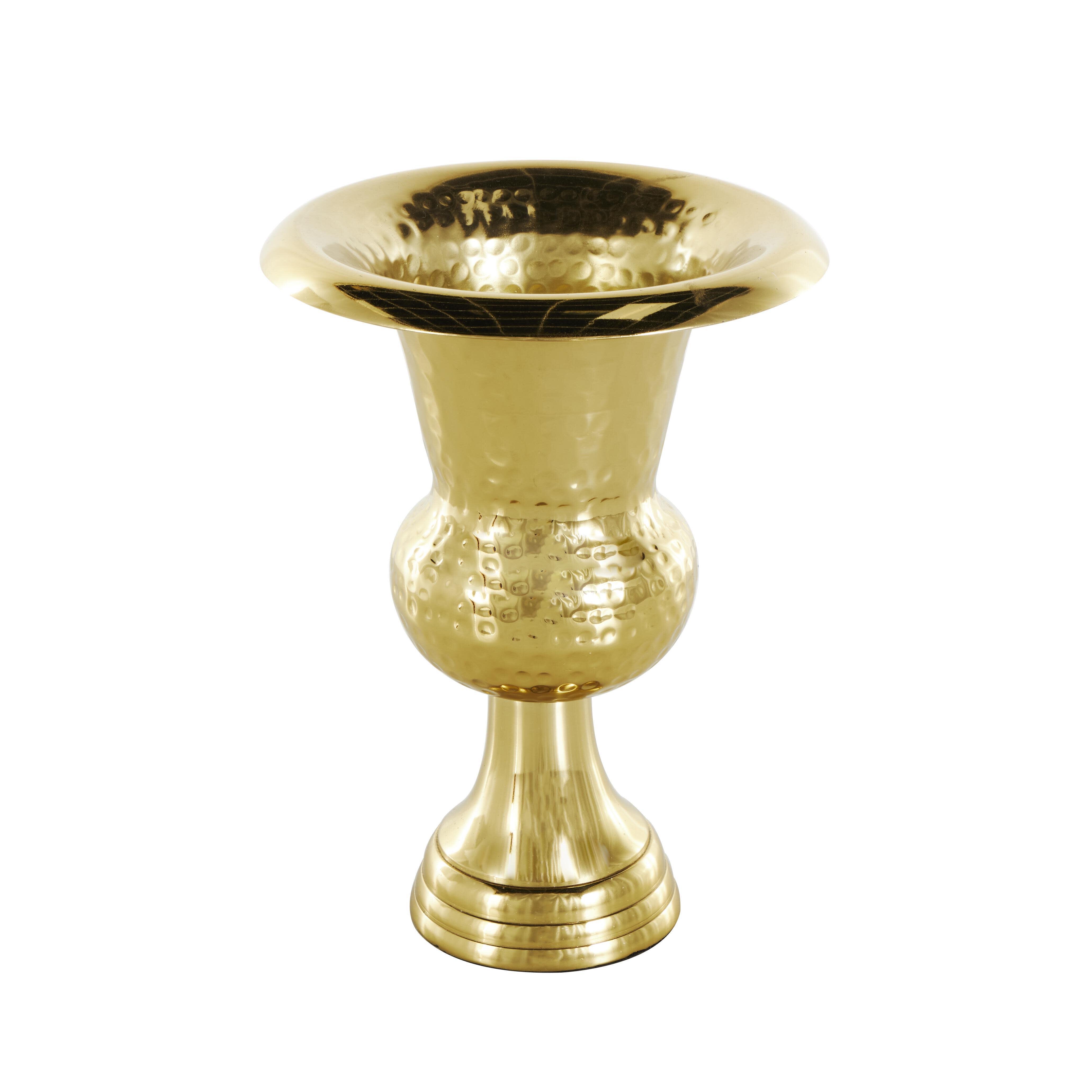 Bayberry Lane Goblet Inspired Hammered Vase, Gold, large