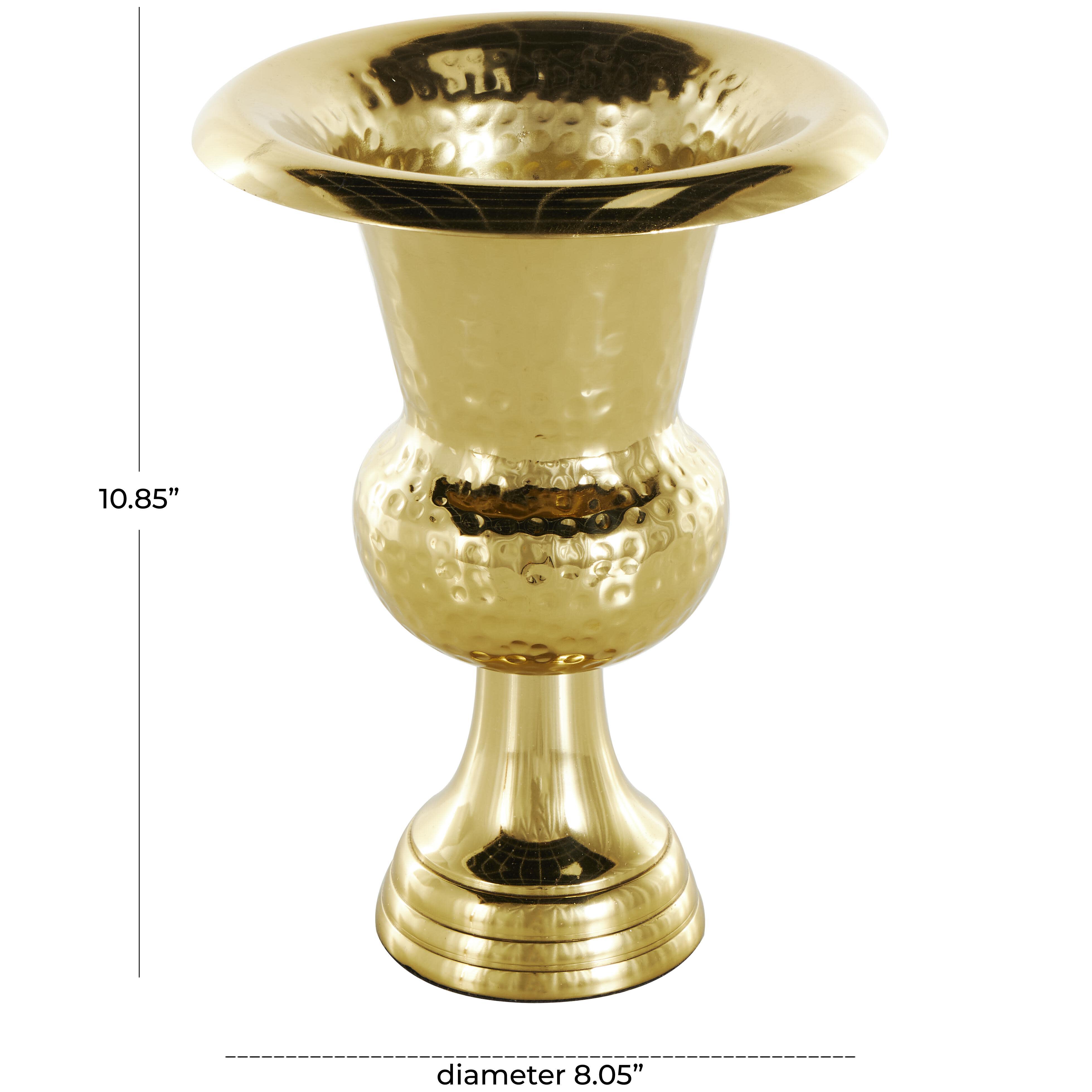 Bayberry Lane Goblet Inspired Hammered Vase, Gold, large
